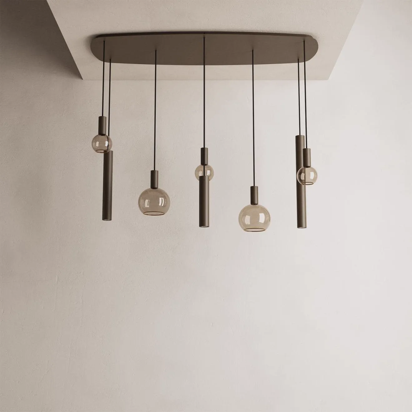 Hanglamp Ztahl Riva Deens Ovaal 145cm: 8-Lichts Designlamp: Handgemaakt Staal - Ztahl