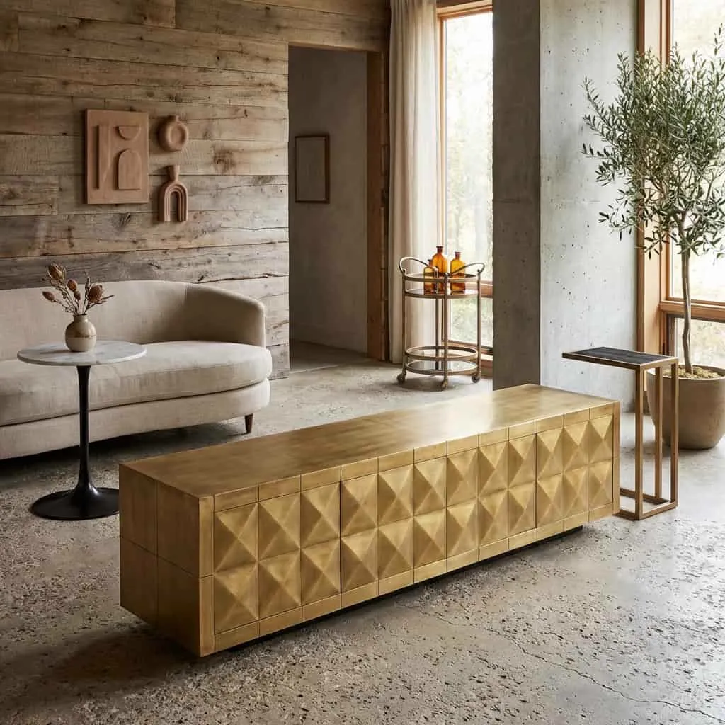 Collada TV Unit in Brushed Gold - Richmond Interiors