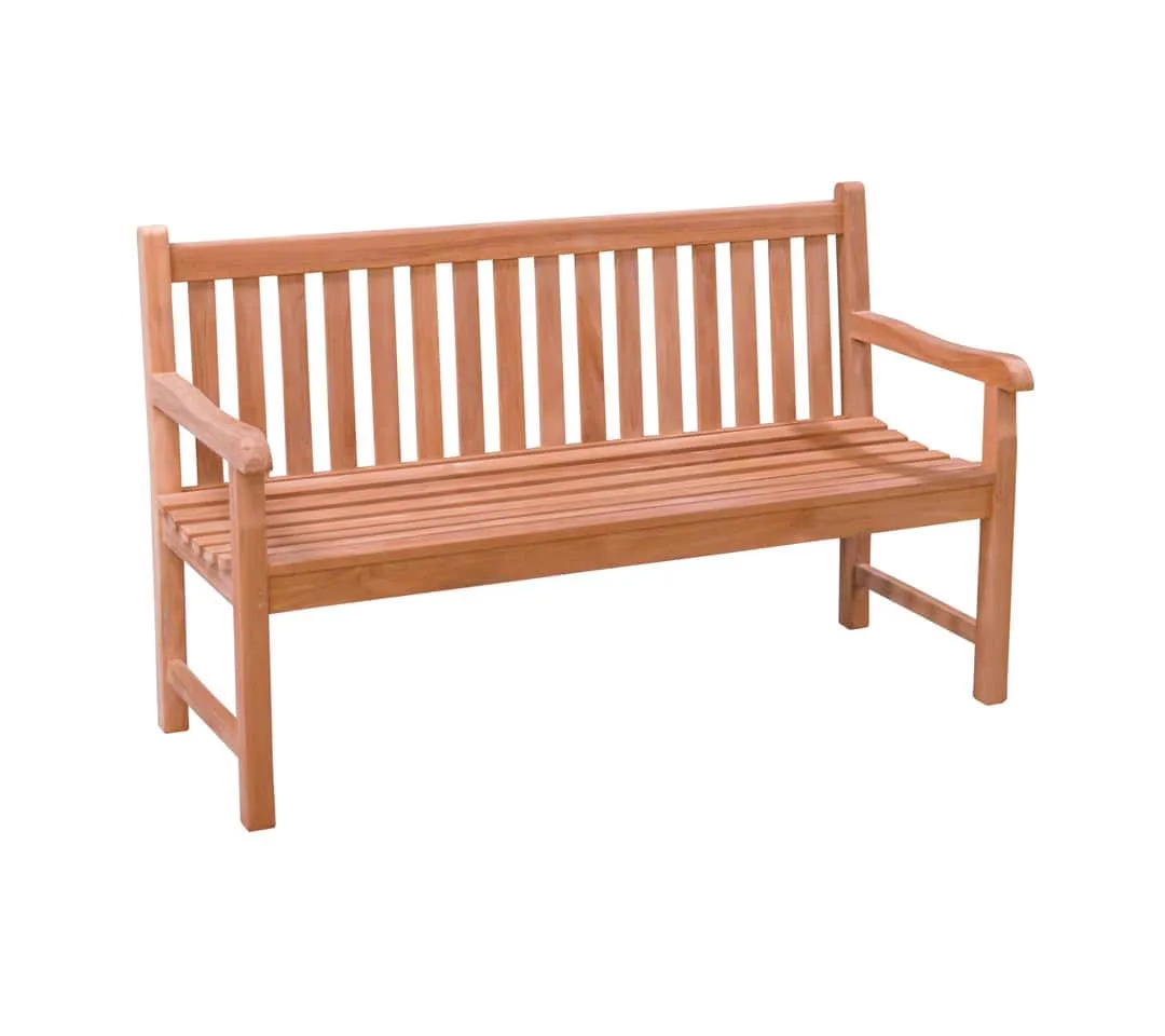 Gartenbank Bison 120 cm auf weißem Hintergrund, aus einem leicht schrägen Winkel - Livingfurn