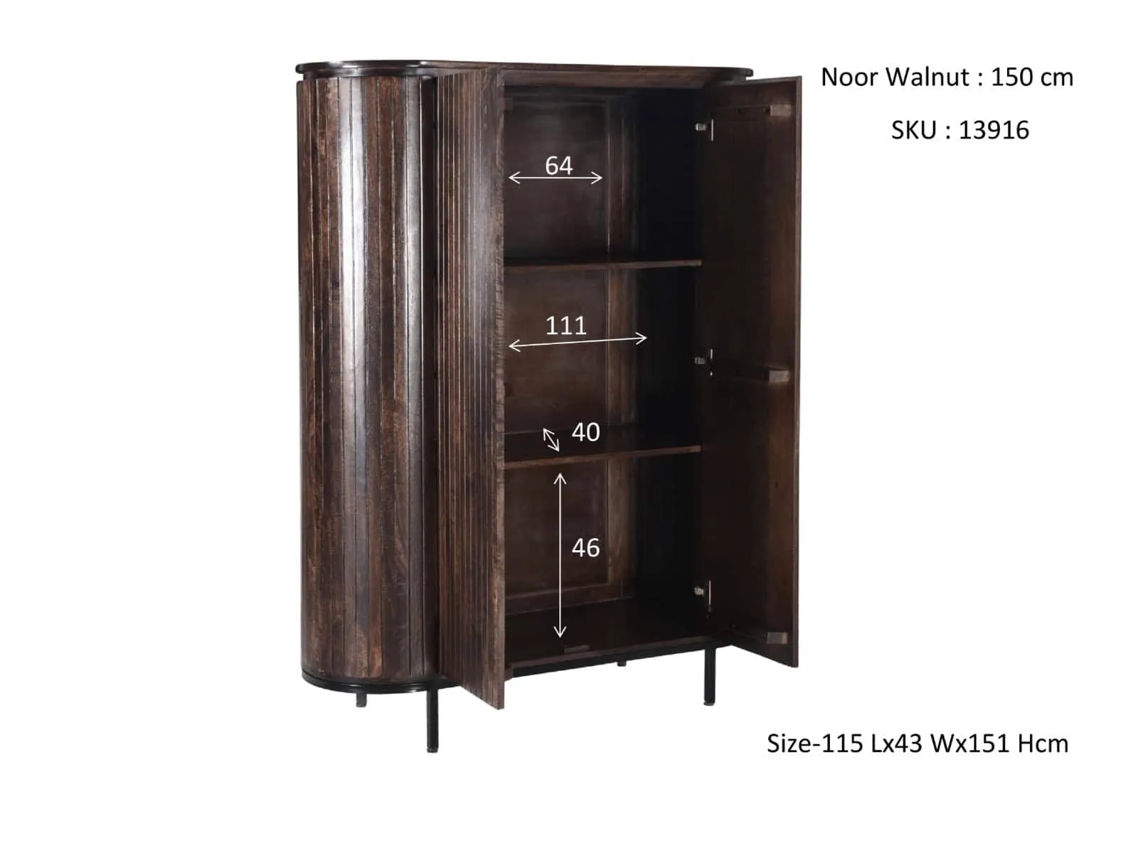 Storage Cabinet Noor Walnut 150cm - Livingfurn