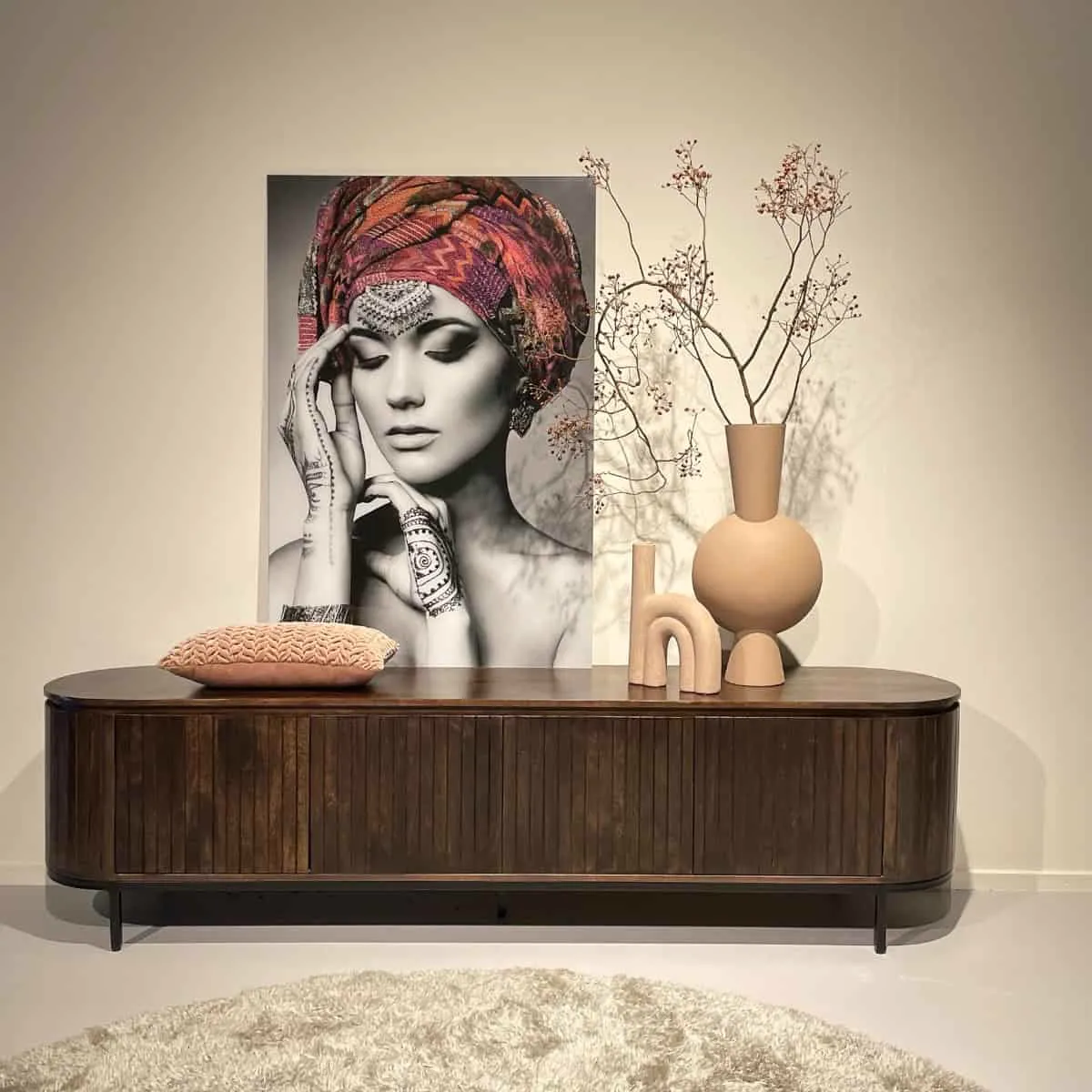 Noor Walnut TV Unit 210cm - Livingfurn