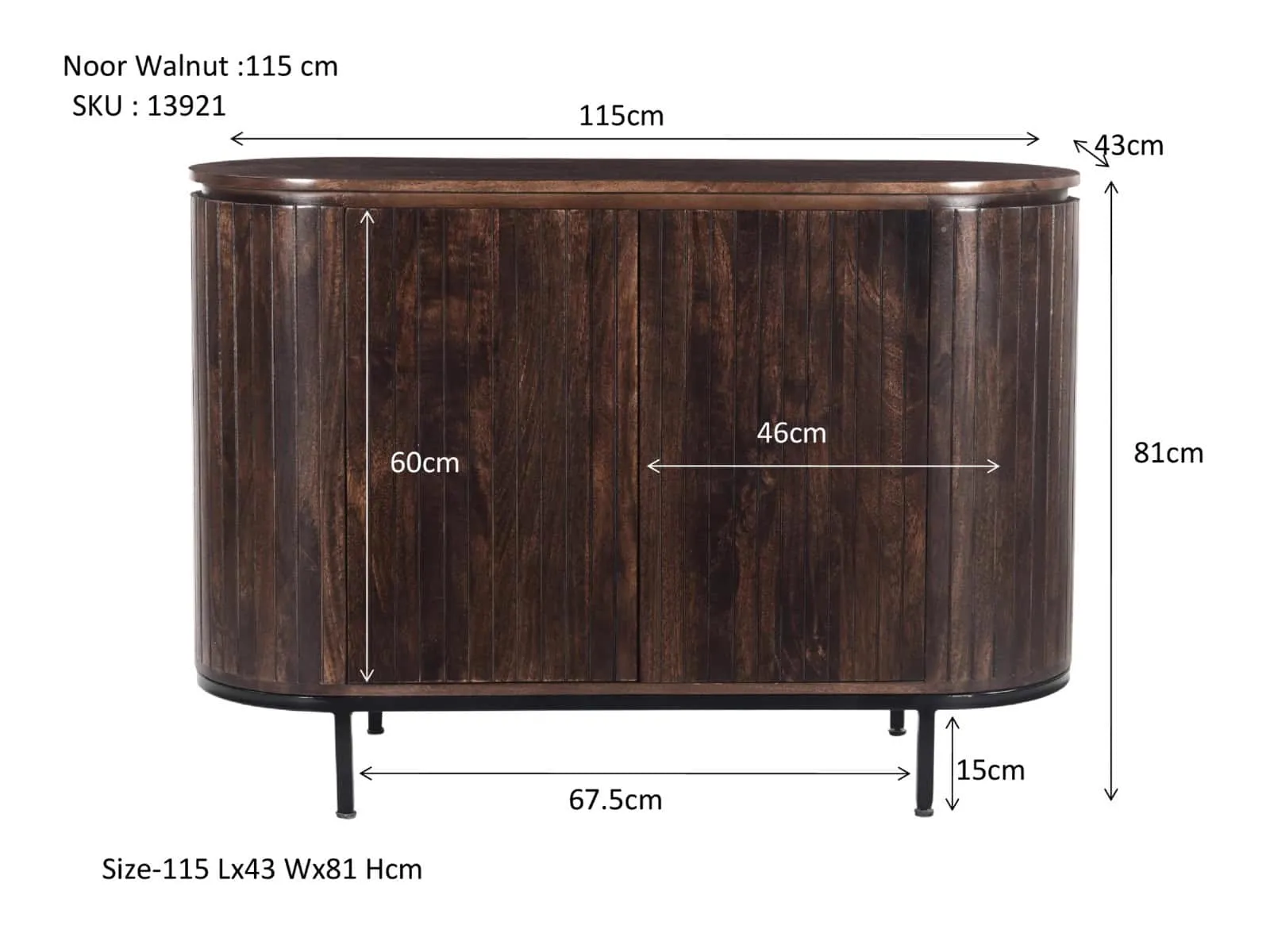Sideboard Noor Walnut 115cm - Livingfurn