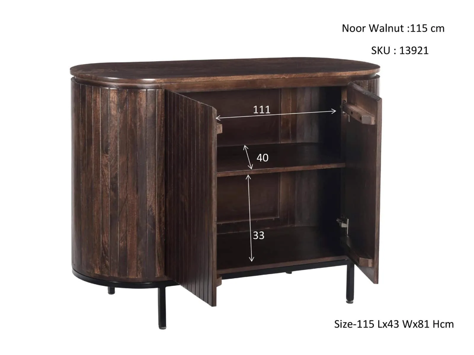 Sideboard Noor Walnut 115cm - Livingfurn