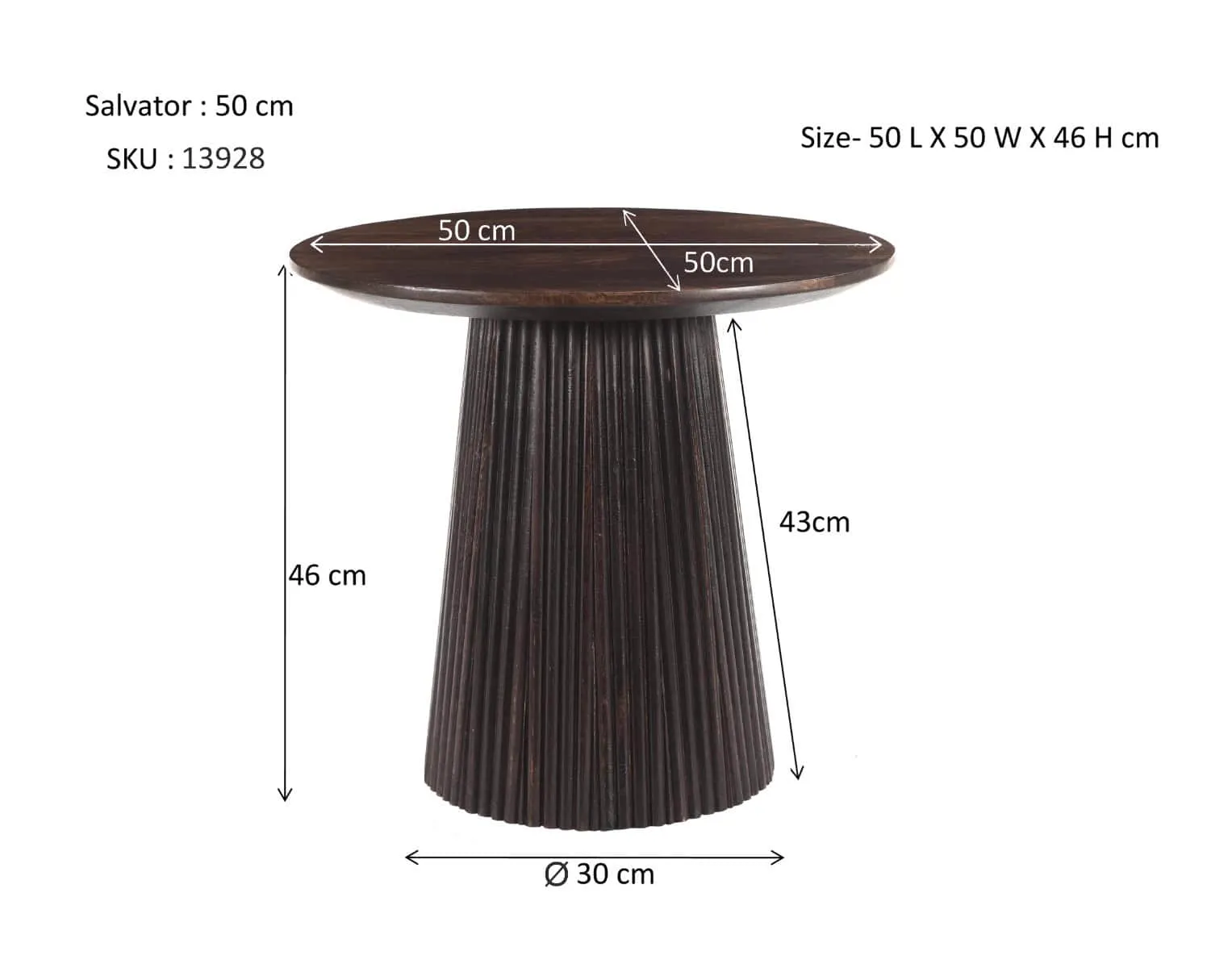 Coffee table Salvator Walnut 50cm - Livingfurn
