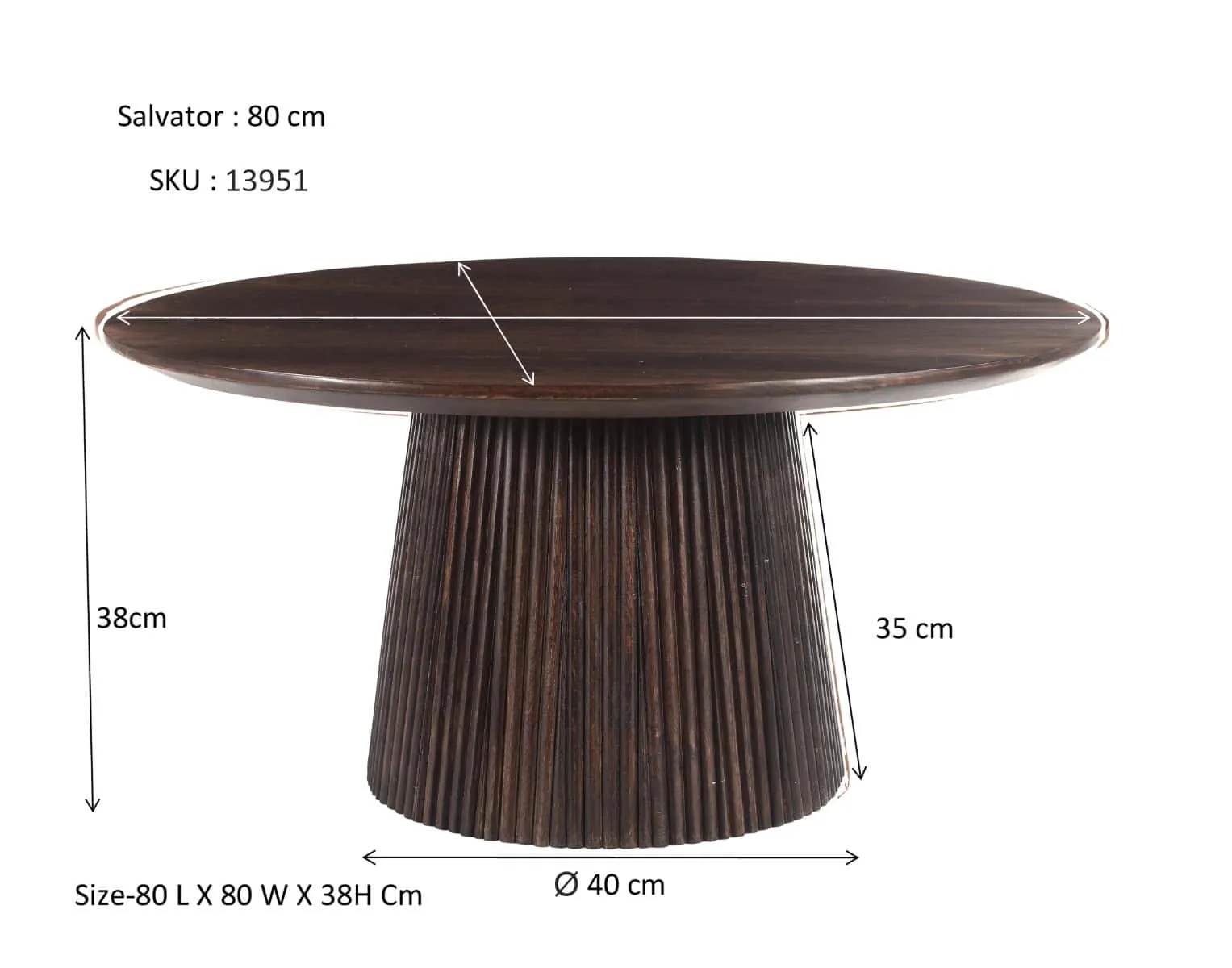 Salvator Walnut Coffee Table 80cm - Livingfurn