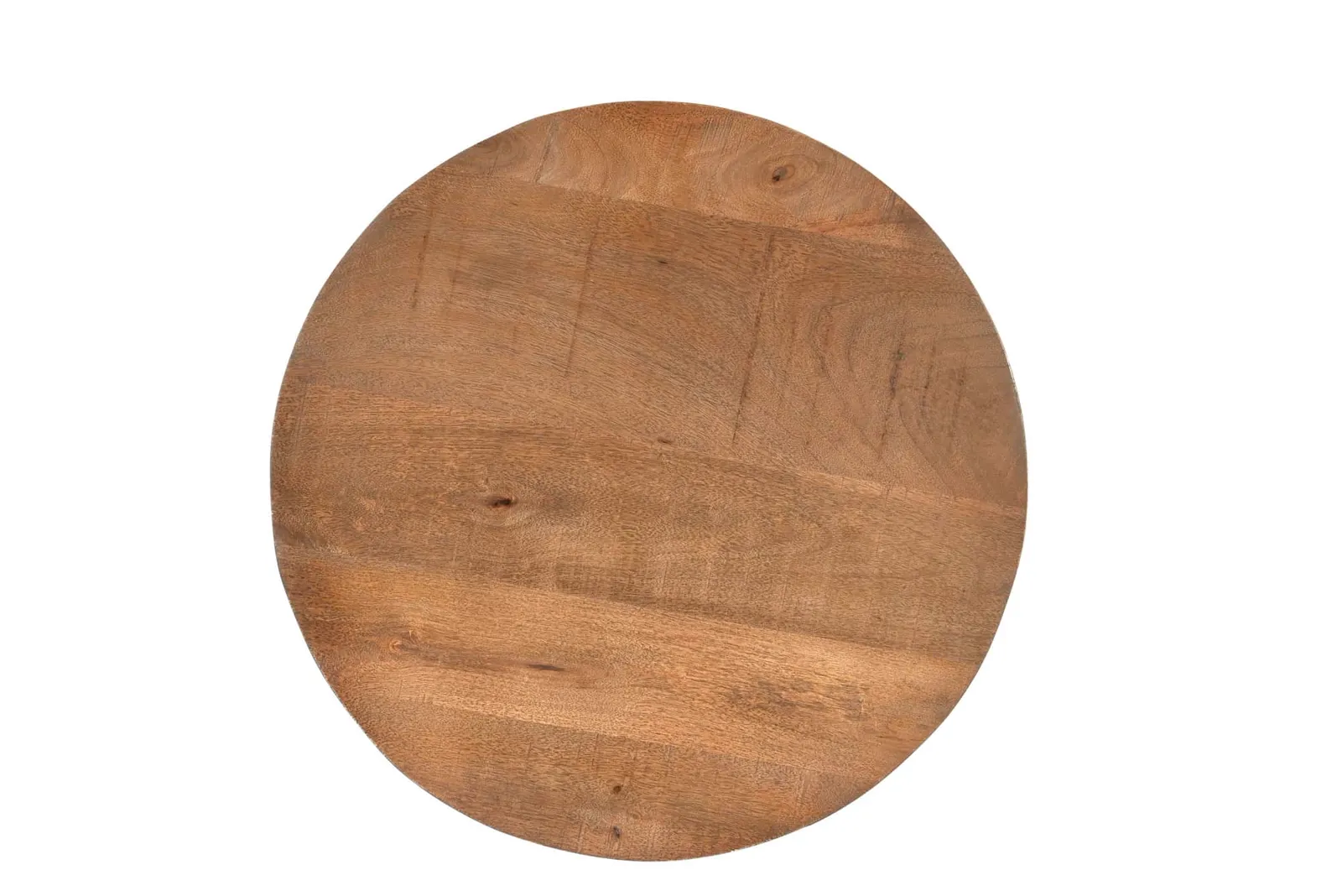Draufsicht auf Couchtisch Salvator 80cm mit einer ovalen Holzplatte auf weißem Hintergrund - Livingfurn