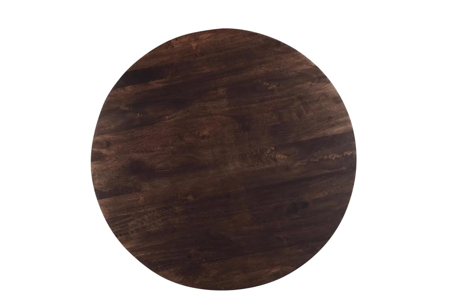 Draufsicht des Esstisch Salvator Walnut 130cm, mit einer dunkelbraunen Holzplatte auf weißem Hintergrund - Livingfurn