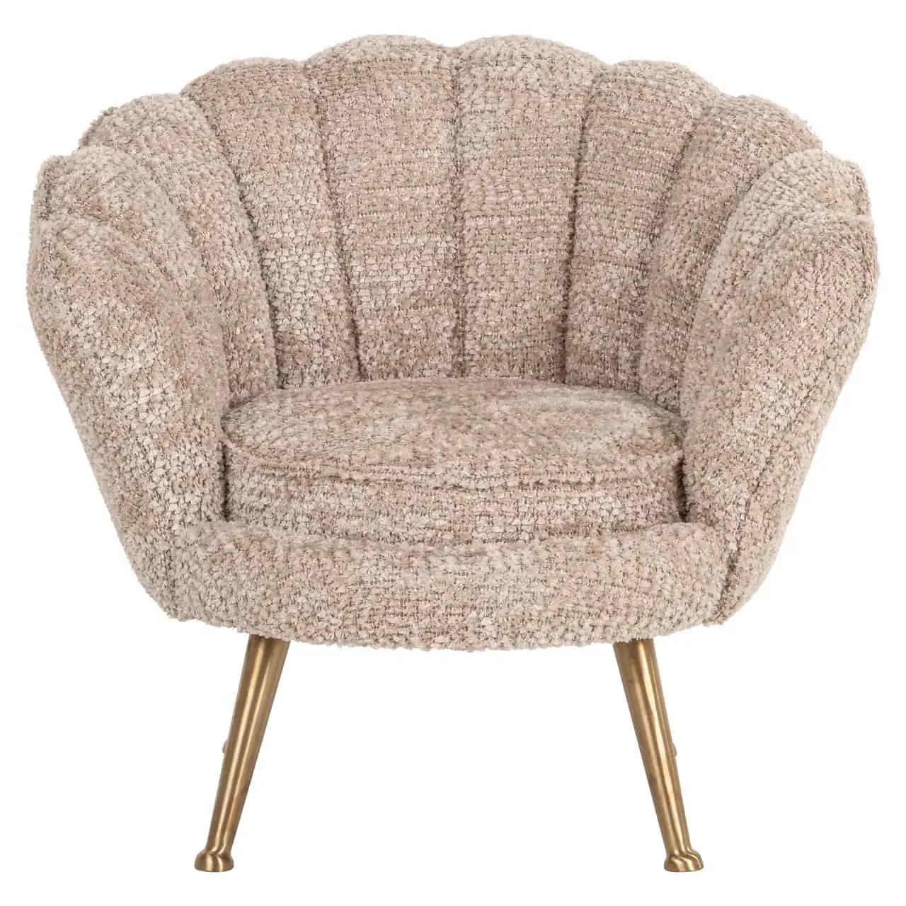 Lounge Sessel Charly lovely beige kids auf weißem Hintergrund, mit goldenen Beinen - Richmond Interiors