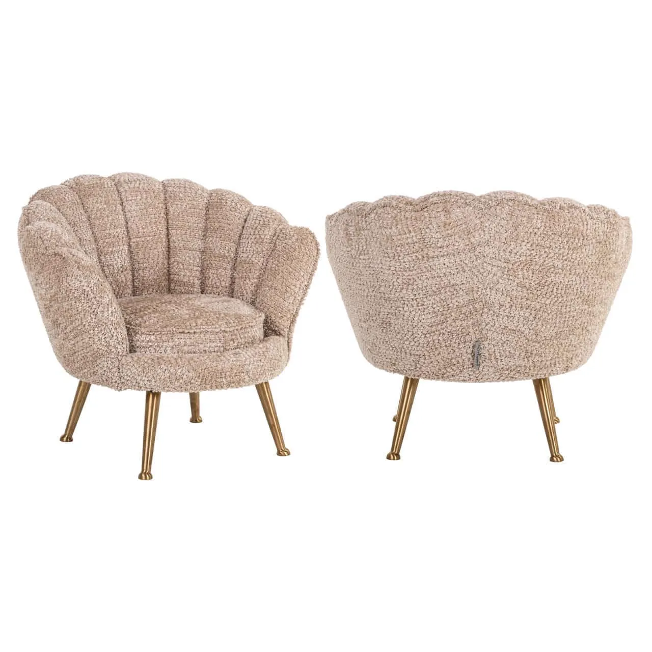 Lounge Sessel Charly lovely beige kids, von vorne und hinten auf weißem Hintergrund - Richmond Interiors