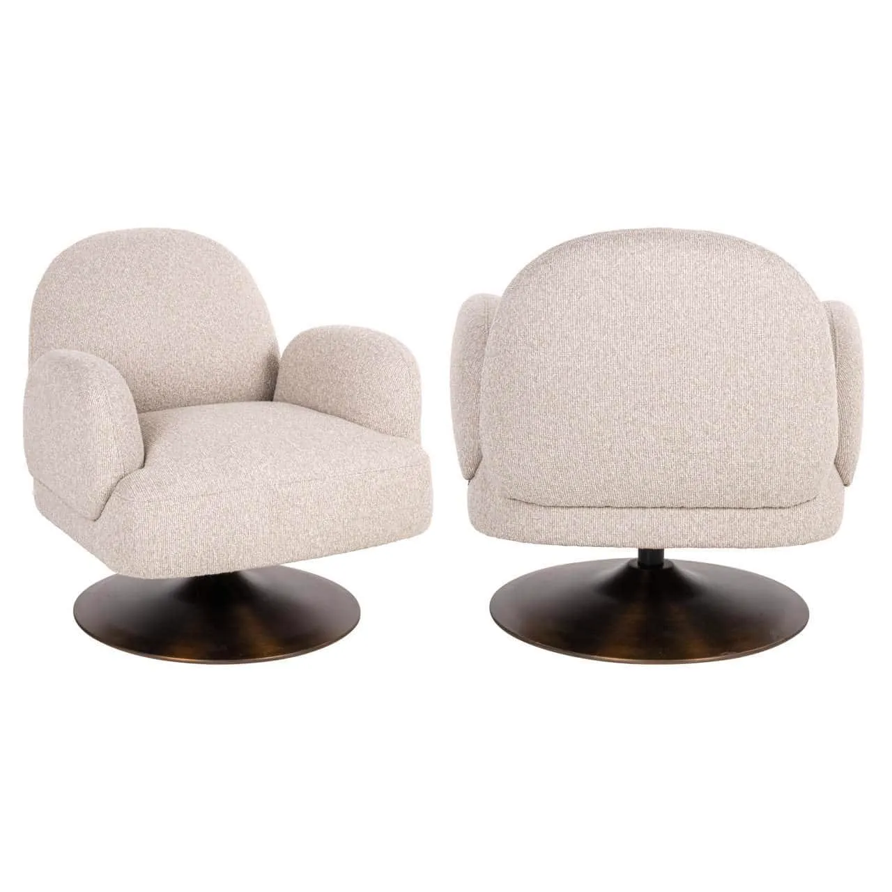 De Lounge stoel Kagney biscotti swivel van voren en van achteren op een witte achtergrond - Richmond Interiors