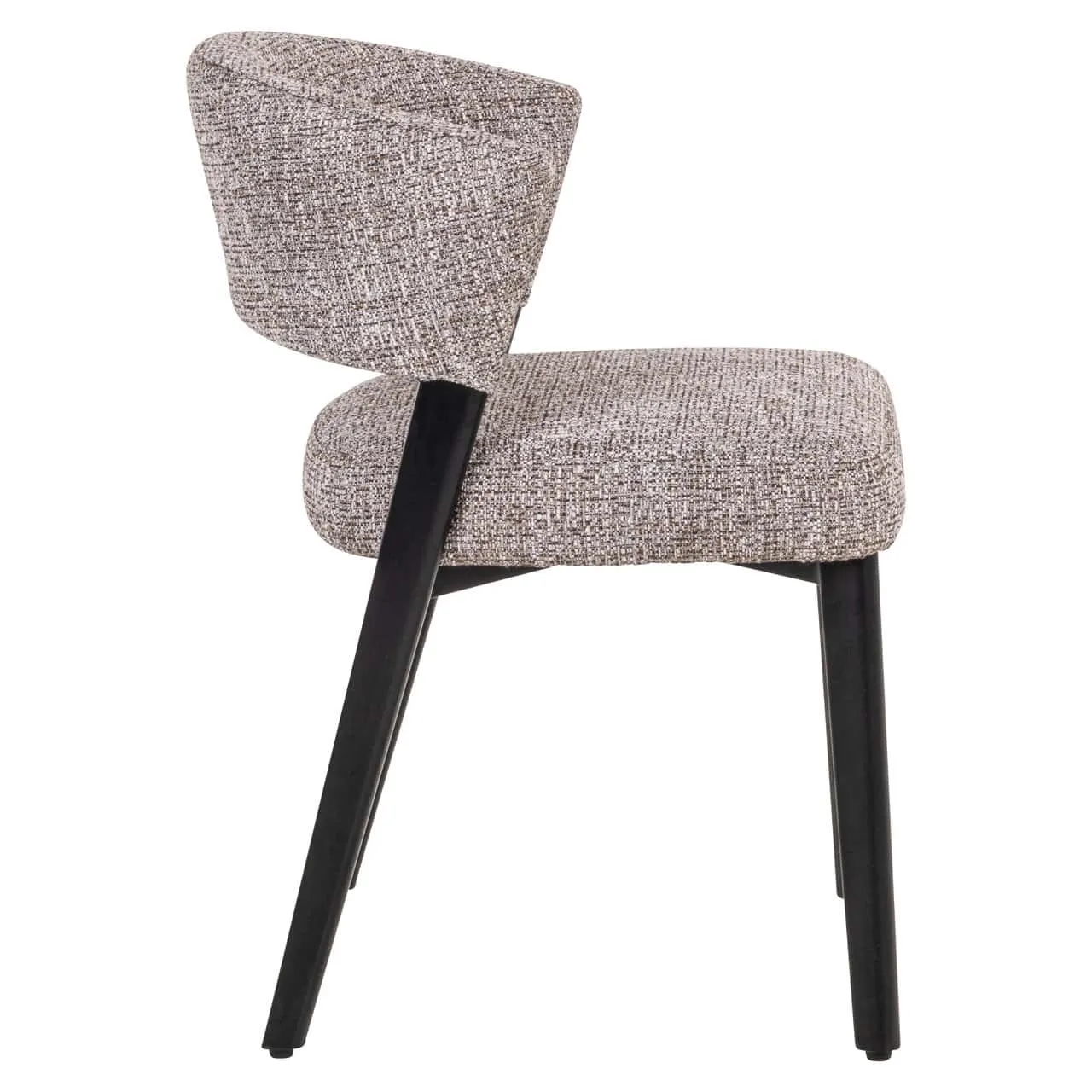 Eetkamerstoel Zeno earth tweed van Richmond Interiors, schuin van de zijkant gefotografeerd op een witte achtergrond