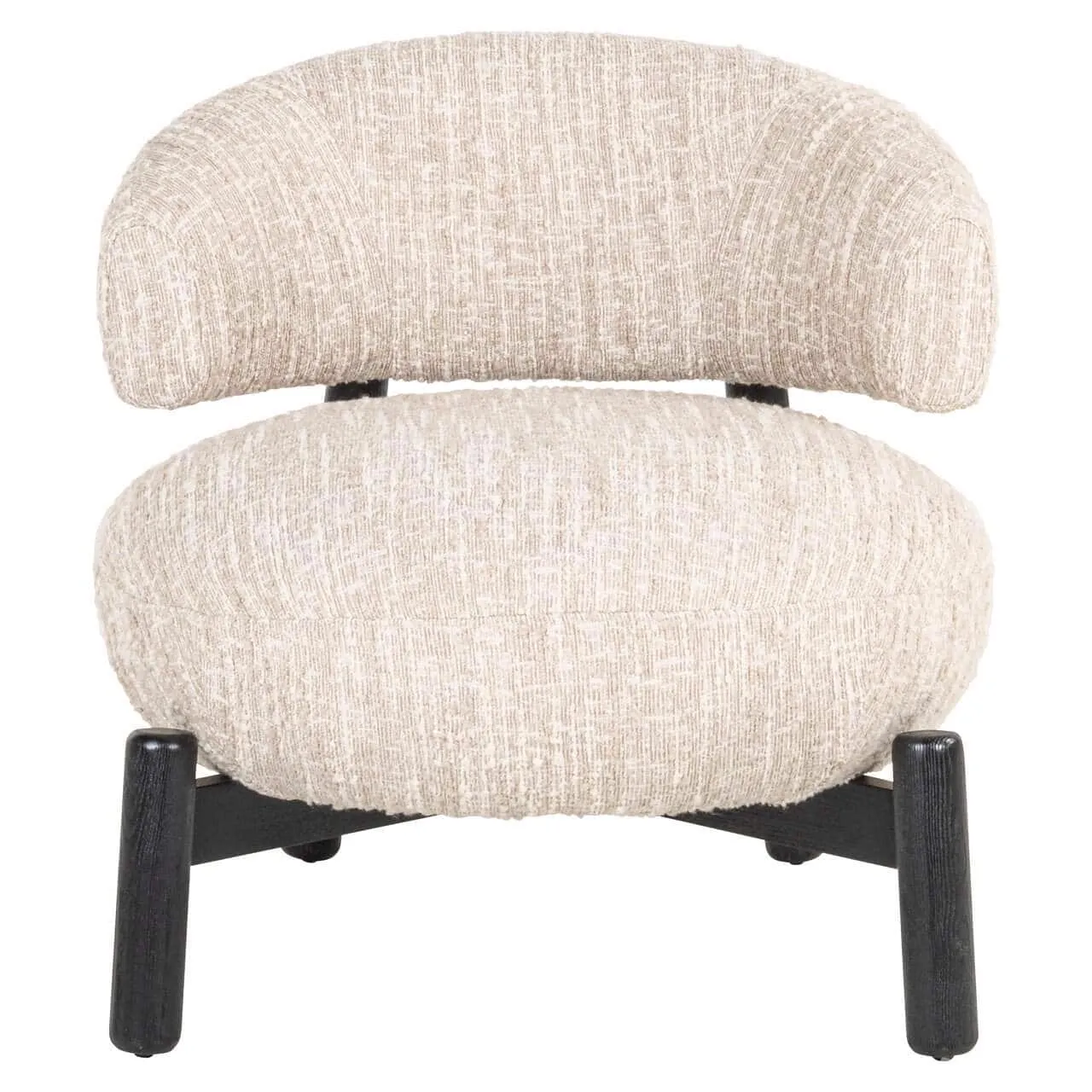 Loungesessel Ornella Beige Angora, von vorne auf weißem Hintergrund fotografiert - Richmond Interiors