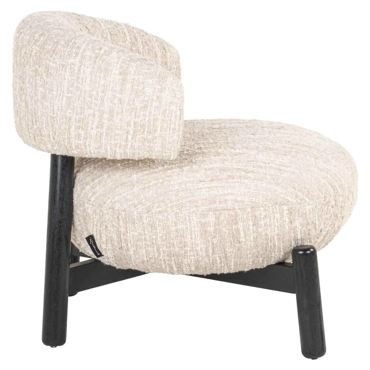 Lounge stoel Ornella beige angora met ronde zitting en rugleuning op een witte achtergrond - Richmond Interiors