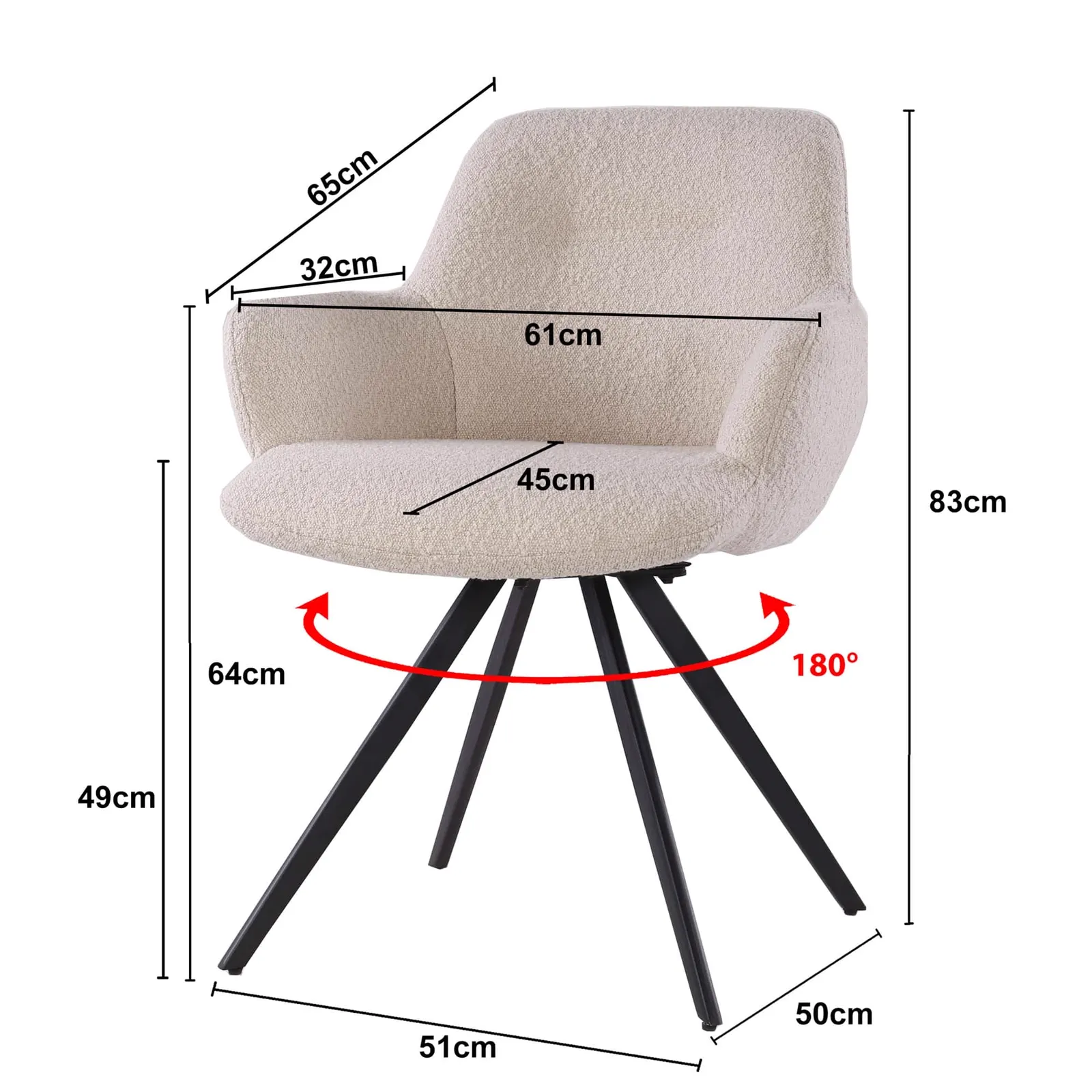 Doreen Boucle Beige Dining Chair - Livingfurn