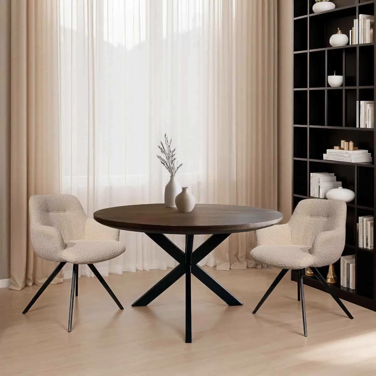 Doreen Boucle Beige Dining Chair - Livingfurn