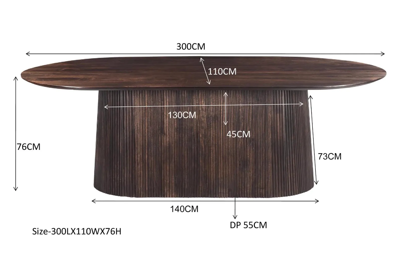 Dining Table Salvator Walnut 300cm - Livingfurn