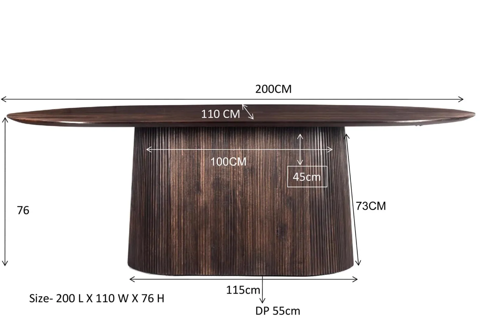 Dining Table Salvator Walnut 200cm - Livingfurn