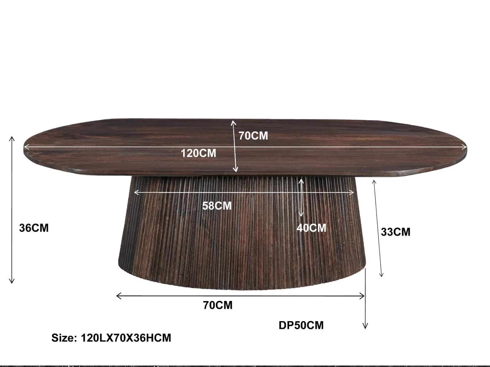 Coffee table Salvator Walnut Oval 120 - Livingfurn