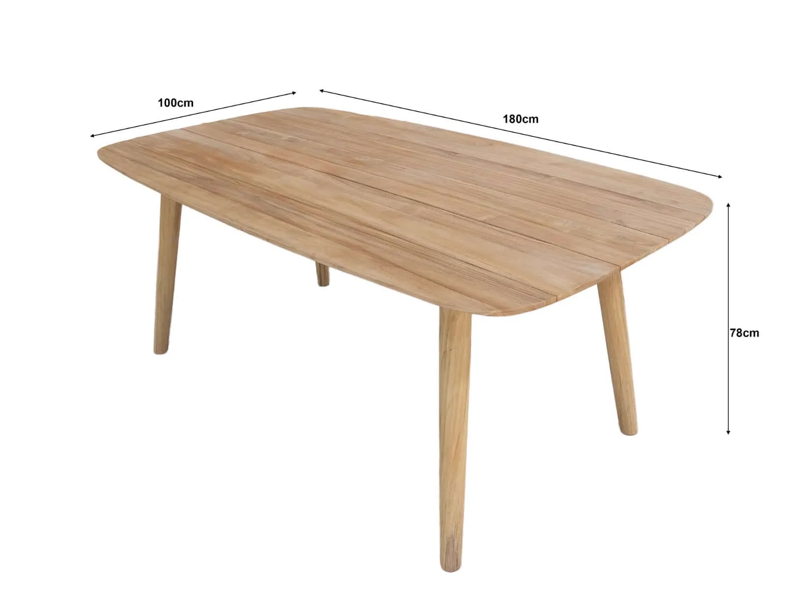 Lugano 180cm Esstisch von Livingfurn, ein Holztisch mit abgerundeten Ecken auf weißem Hintergrund