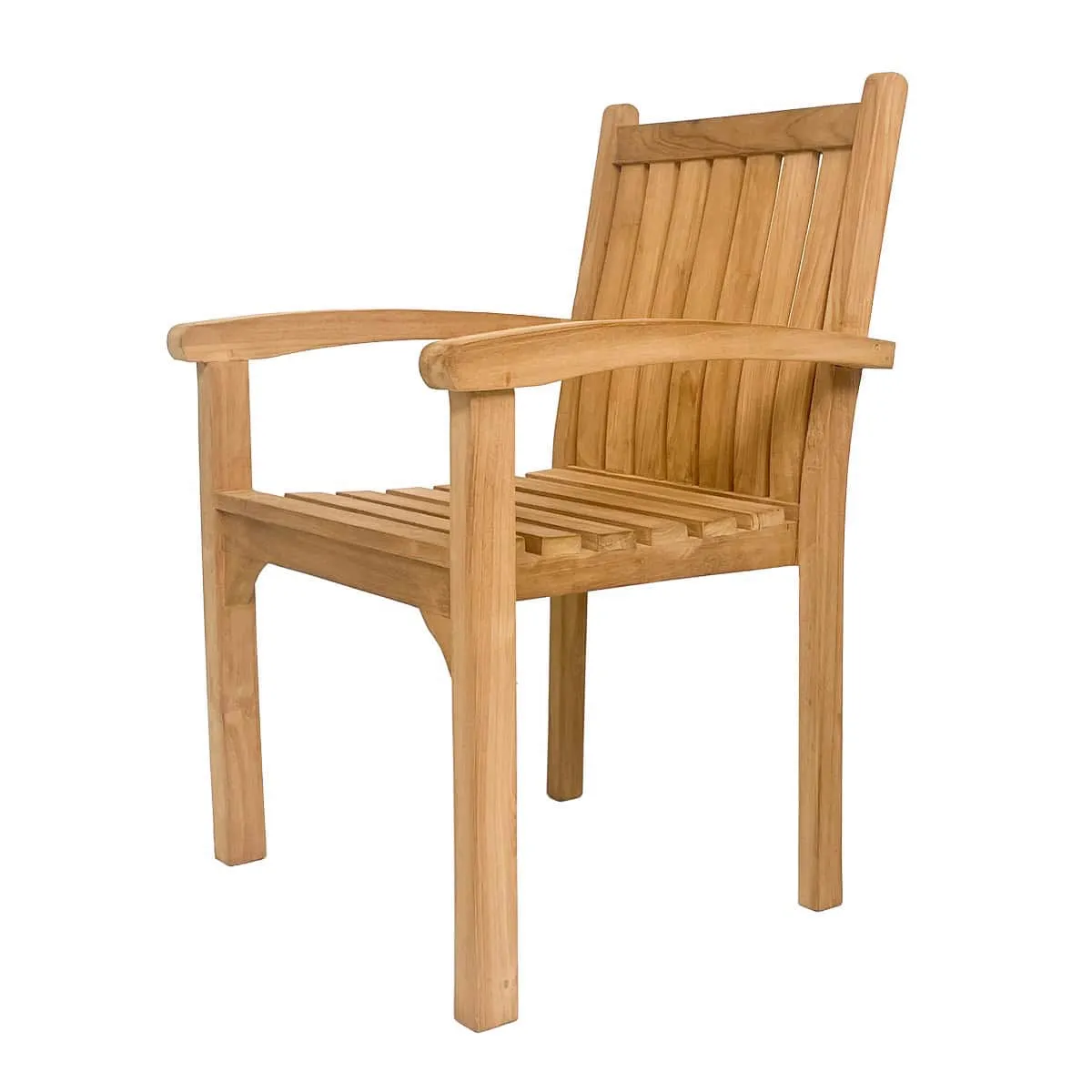 Gartenstuhl Marco Teakholz, ein Holzstuhl mit Armlehnen, auf weißem Hintergrund - Livingfurn