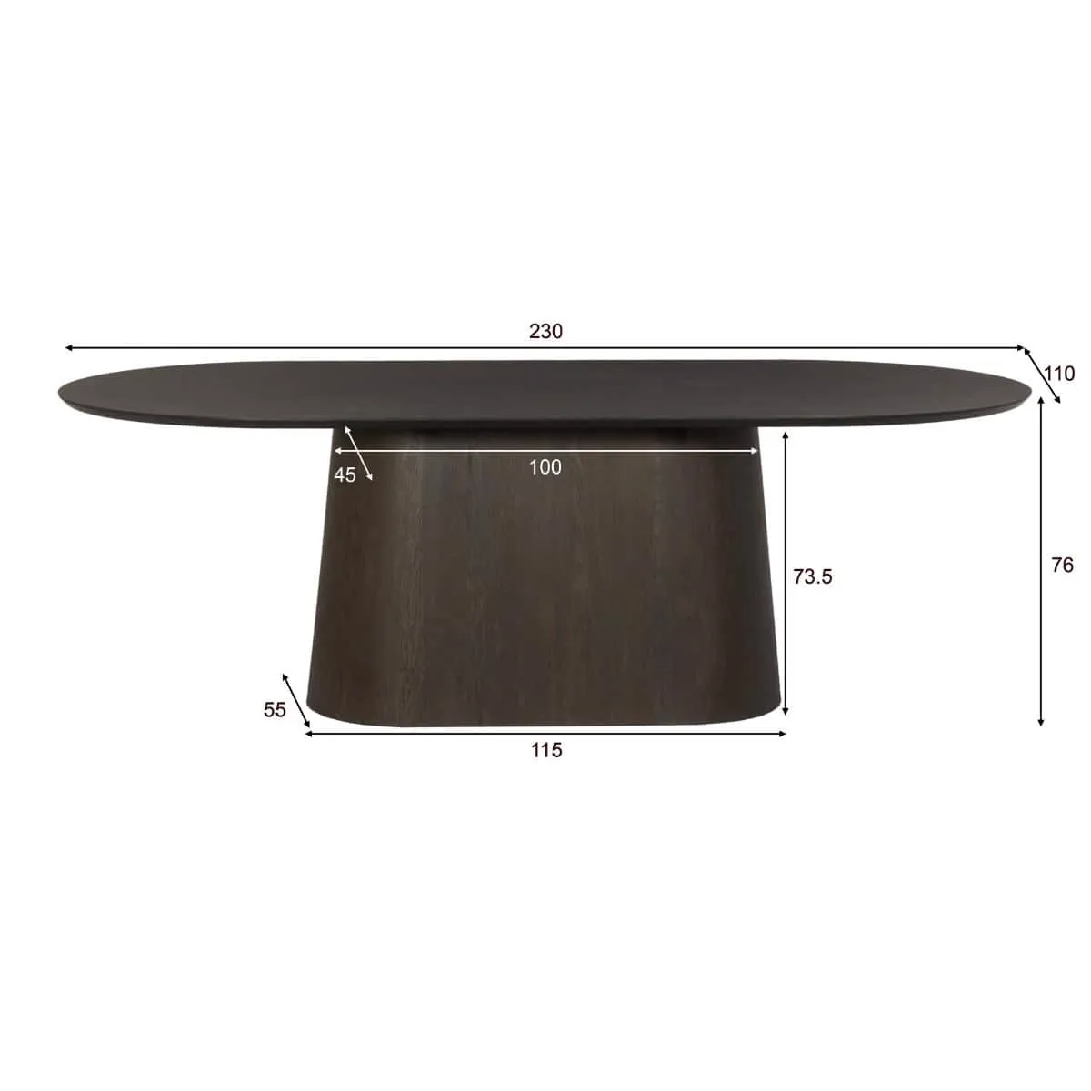 Novero Espresso Dining Table 230cm - Livingfurn