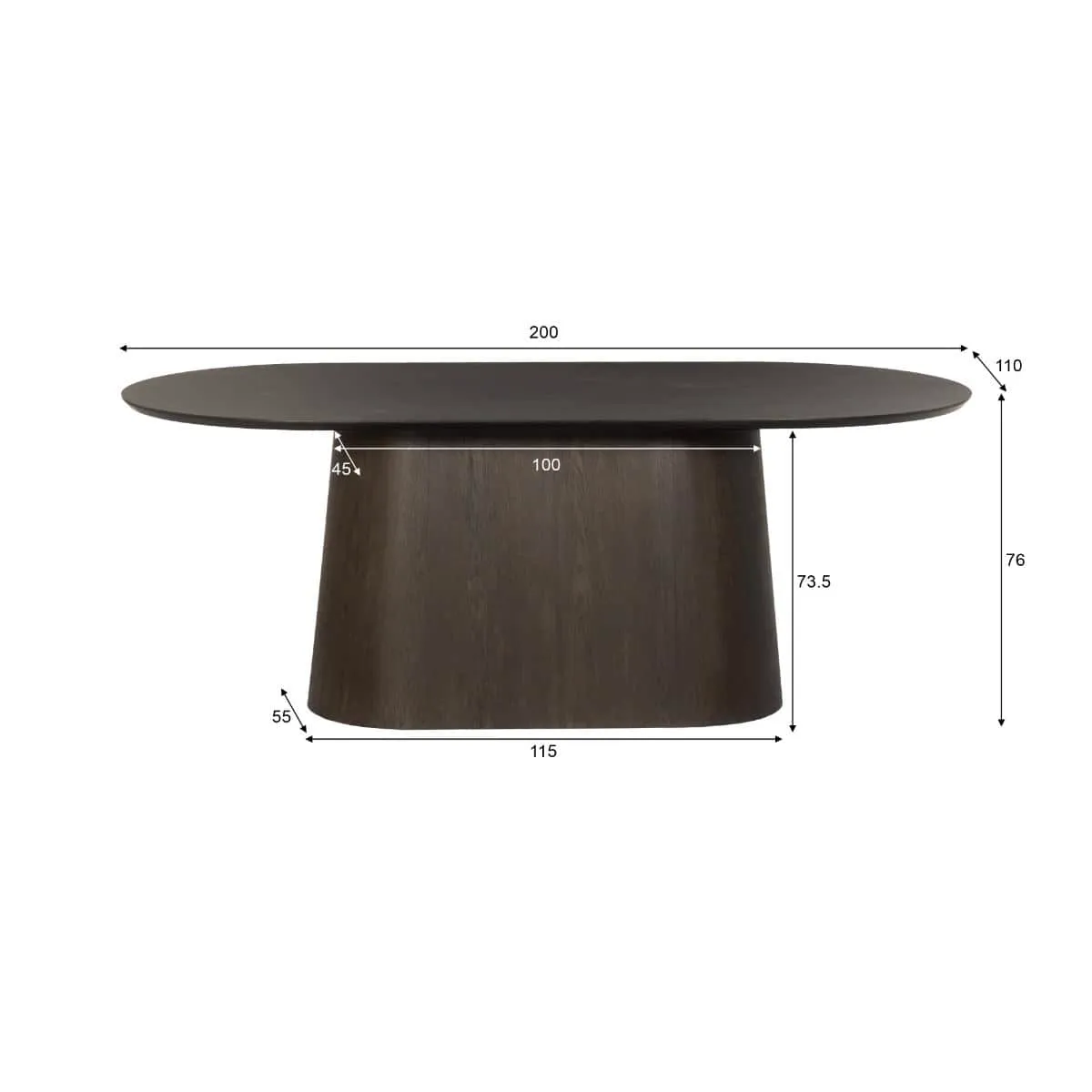 Dining Table Novero Espresso 200cm - Livingfurn