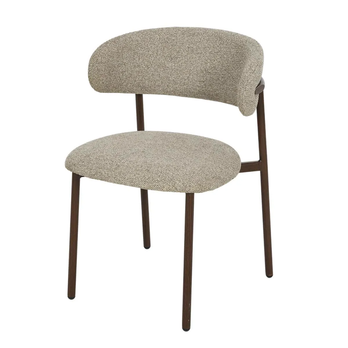 Esszimmerstuhl Micah Hush Walnut auf weißem Hintergrund, von vorne fotografiert - Livingfurn
