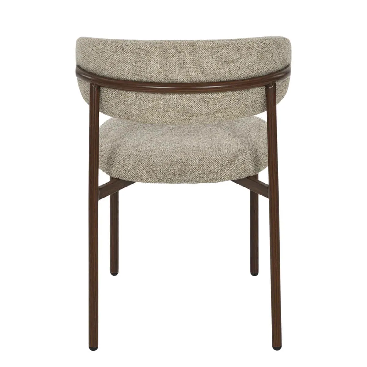 Der Esszimmerstuhl Micah Hush Walnut von hinten auf weißem Hintergrund - Livingfurn