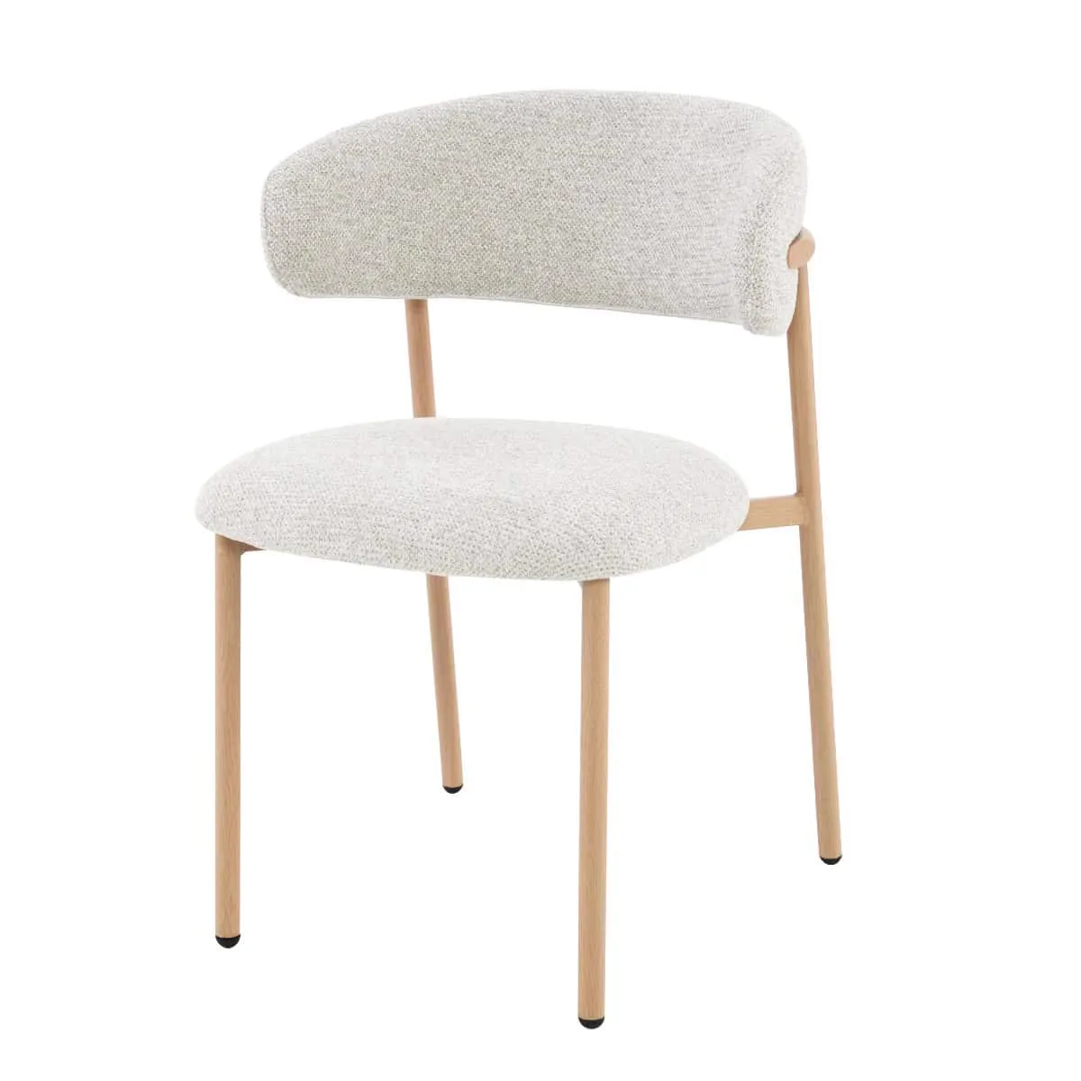 Micah Hush Oak Stuhl mit hellgrauem Stoffbezug und Holzbeinen vor weißem Hintergrund - Livingfurn