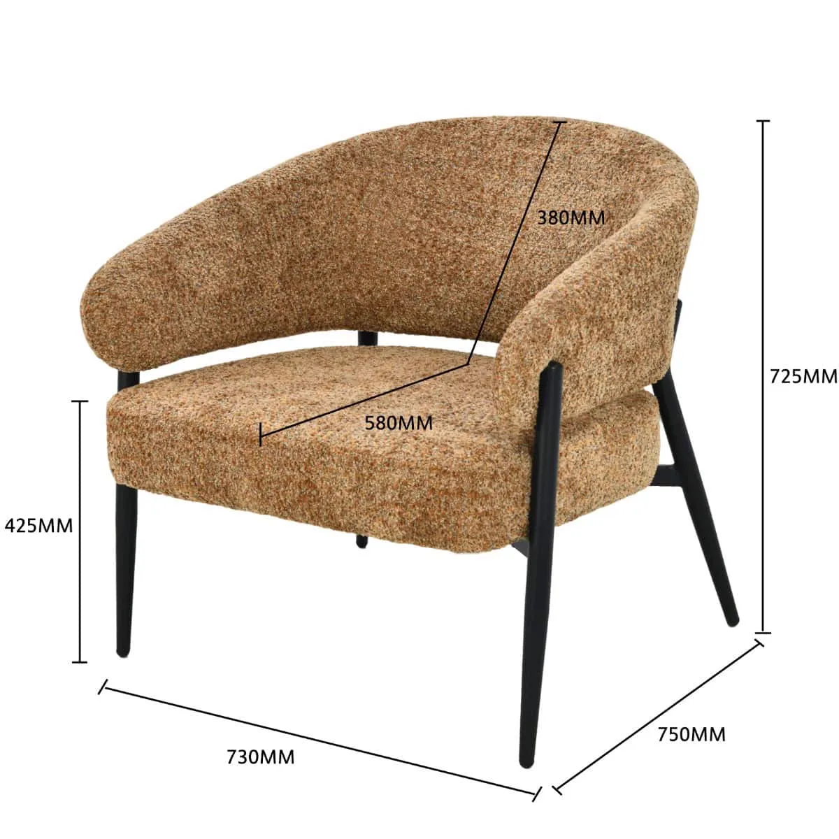 Dilan Armchair Venga Cognac - Livingfurn