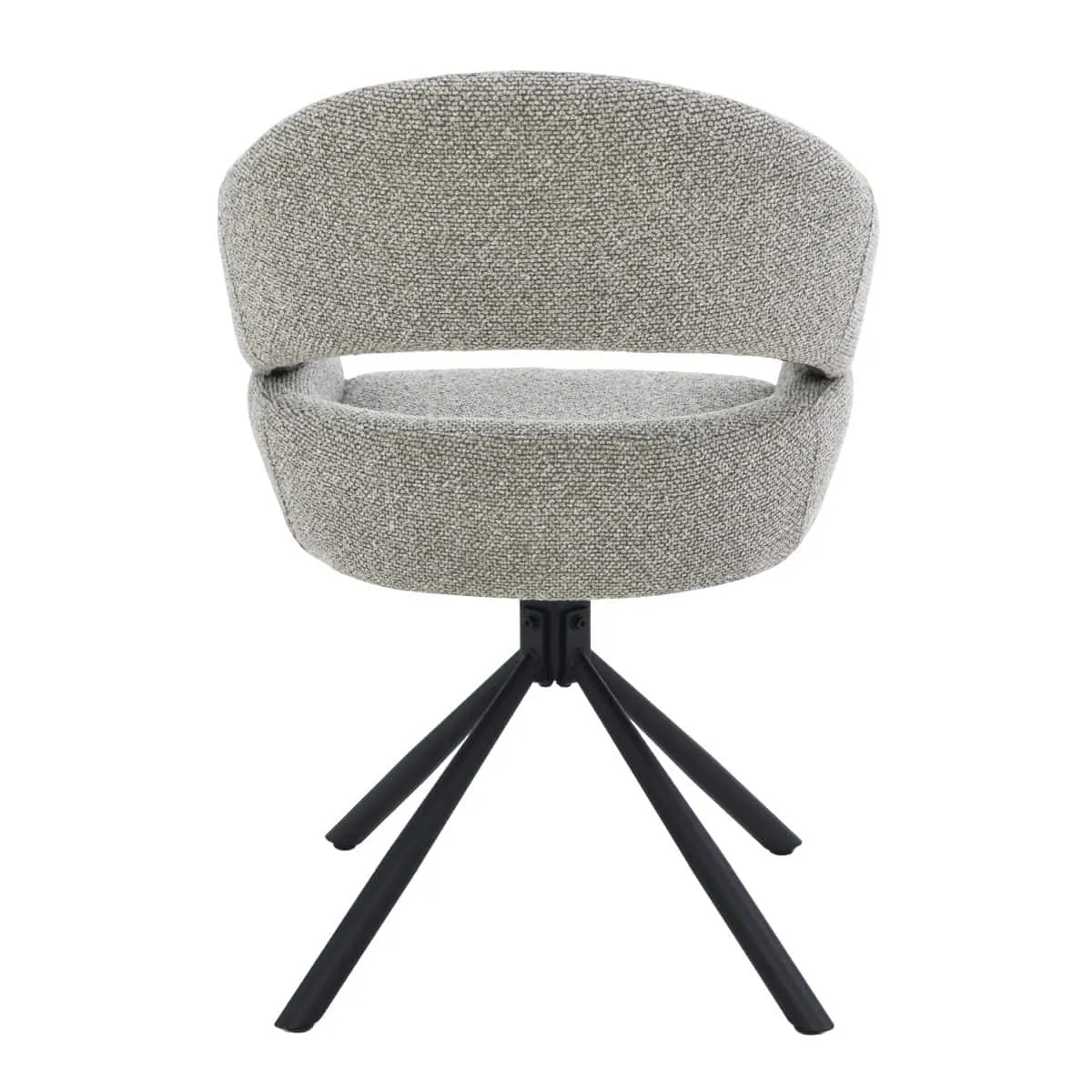 Esszimmerstuhl Linn Taupe auf weißem Hintergrund, von hinten und leicht von oben fotografiert - Livingfurn