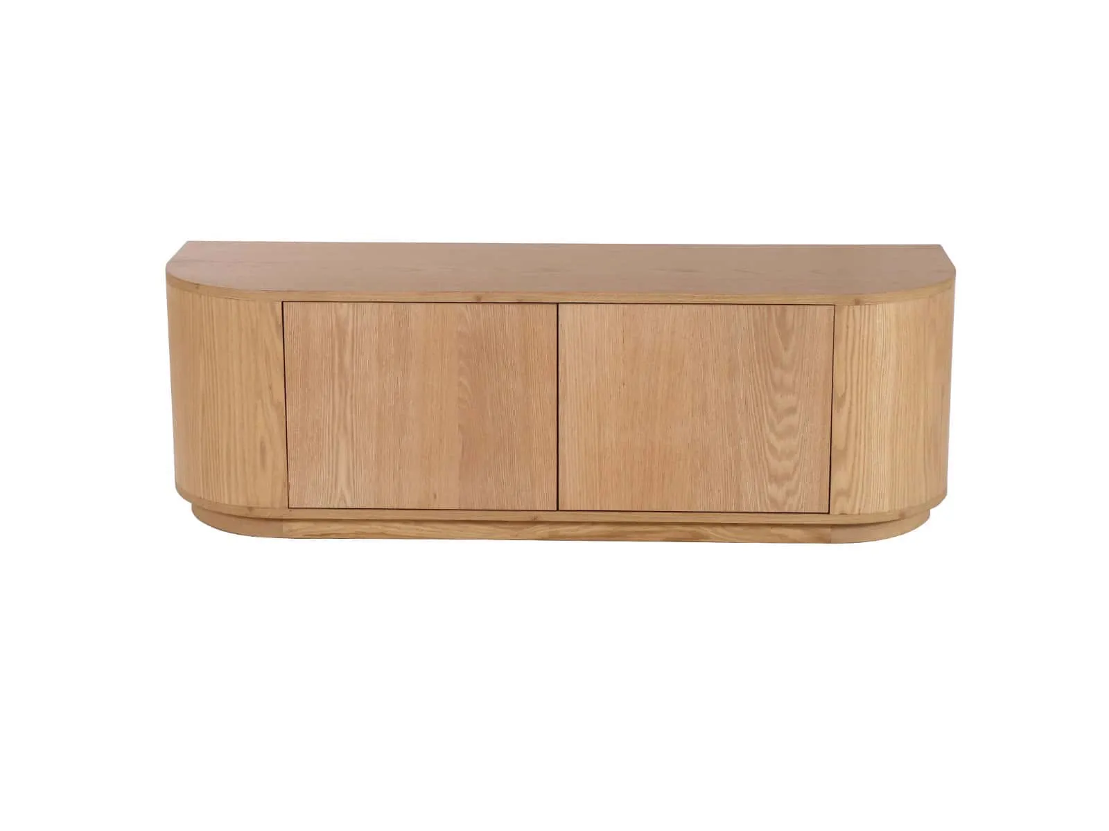 TV meubel Novero 140cm op een witte achtergrond, vanuit een laag standpunt gefotografeerd - Livingfurn