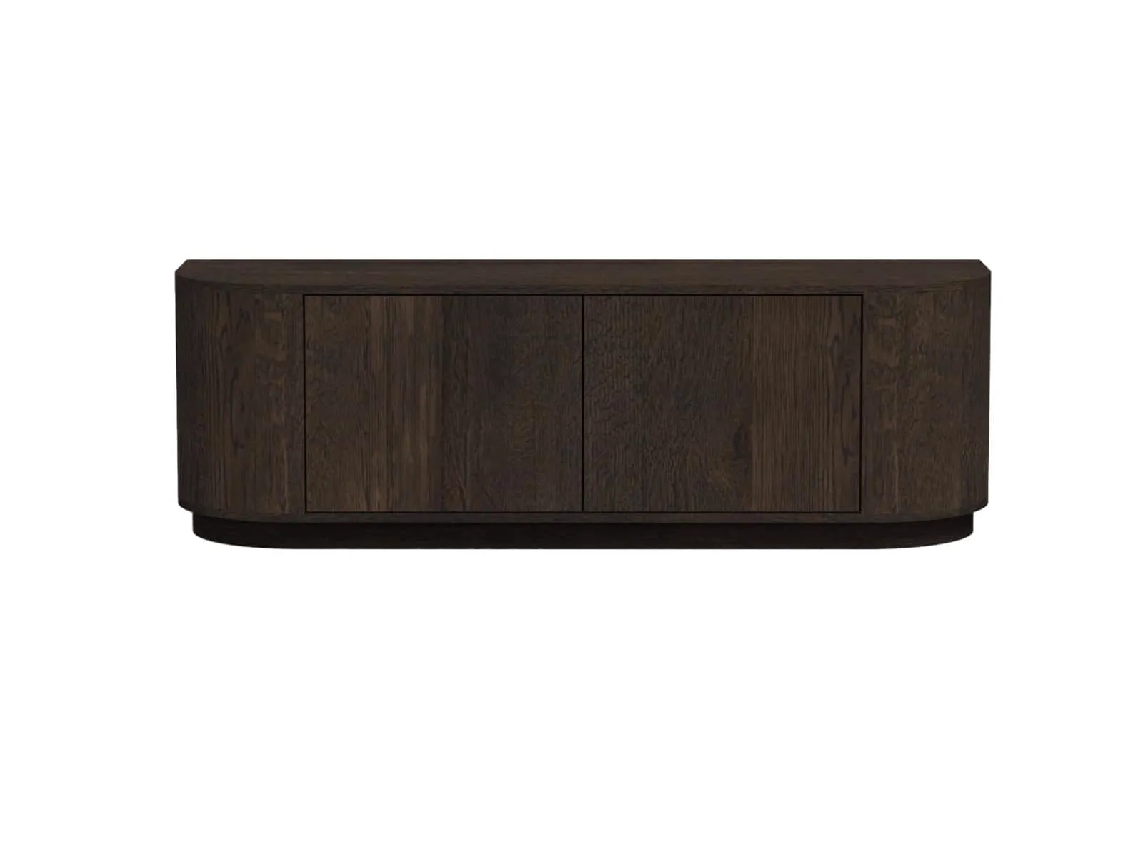 TV meubel Novero Espresso 140cm op een witte achtergrond, van voren gefotografeerd - Livingfurn