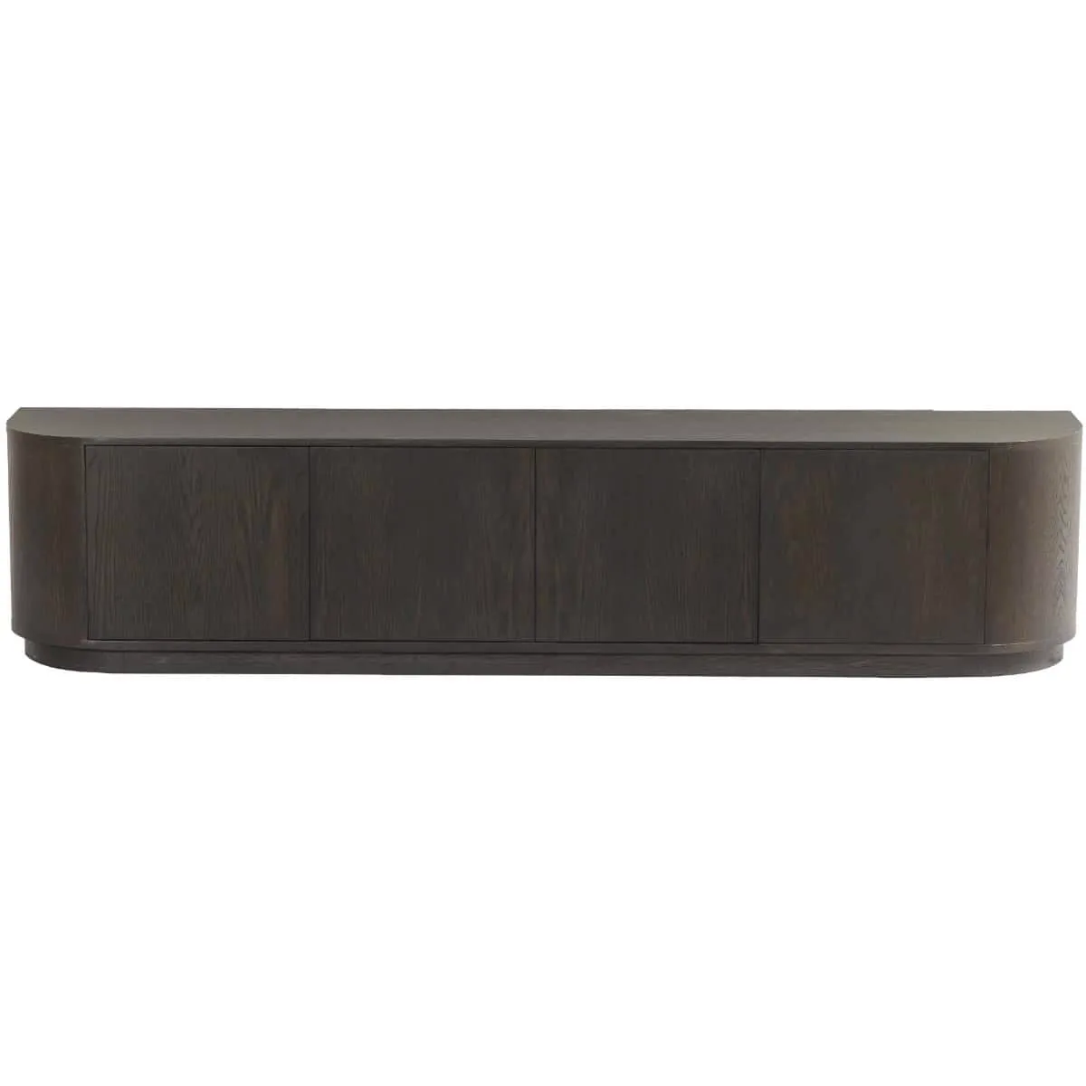 TV meubel Novero Espresso 220cm met vier deuren op een witte achtergrond - Livingfurn