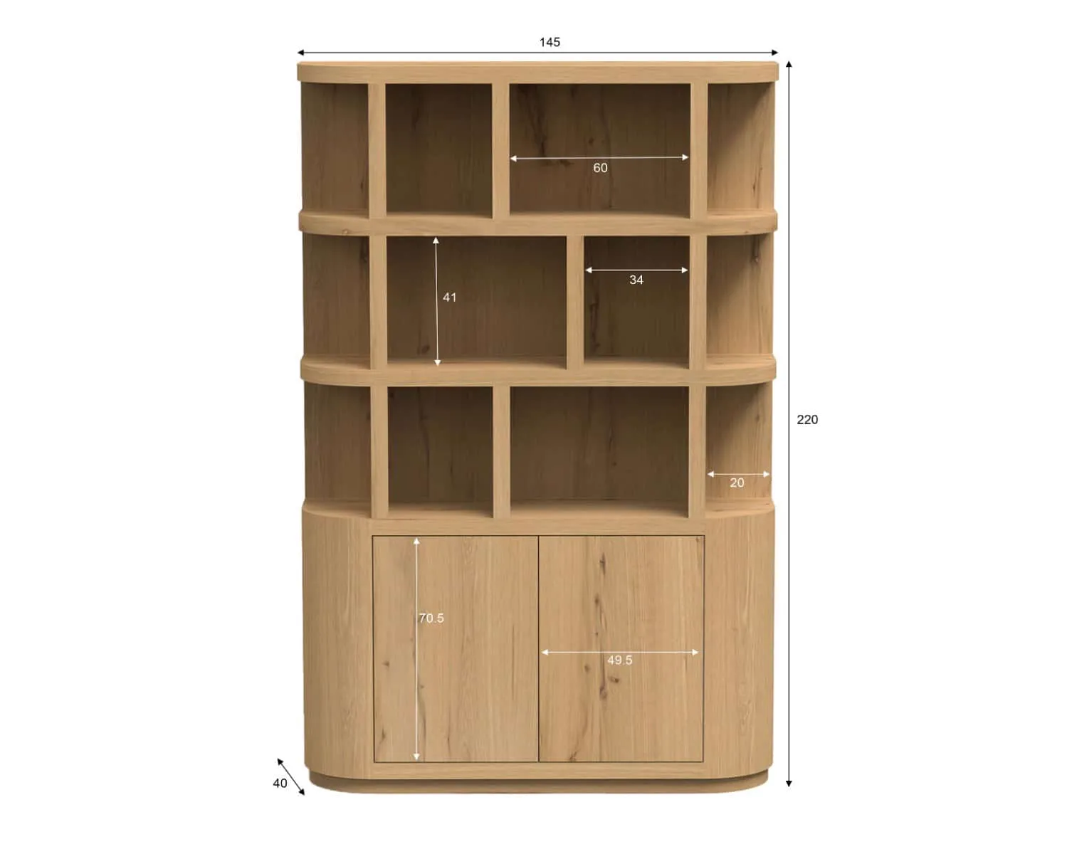 Novero Bookcase 145cm - Livingfurn