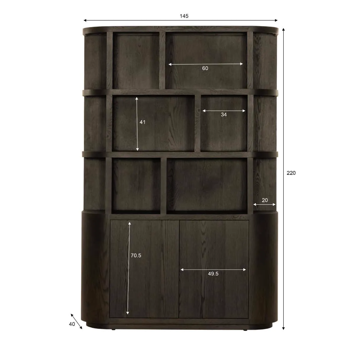 Novero Bookcase Espresso 145cm - Livingfurn