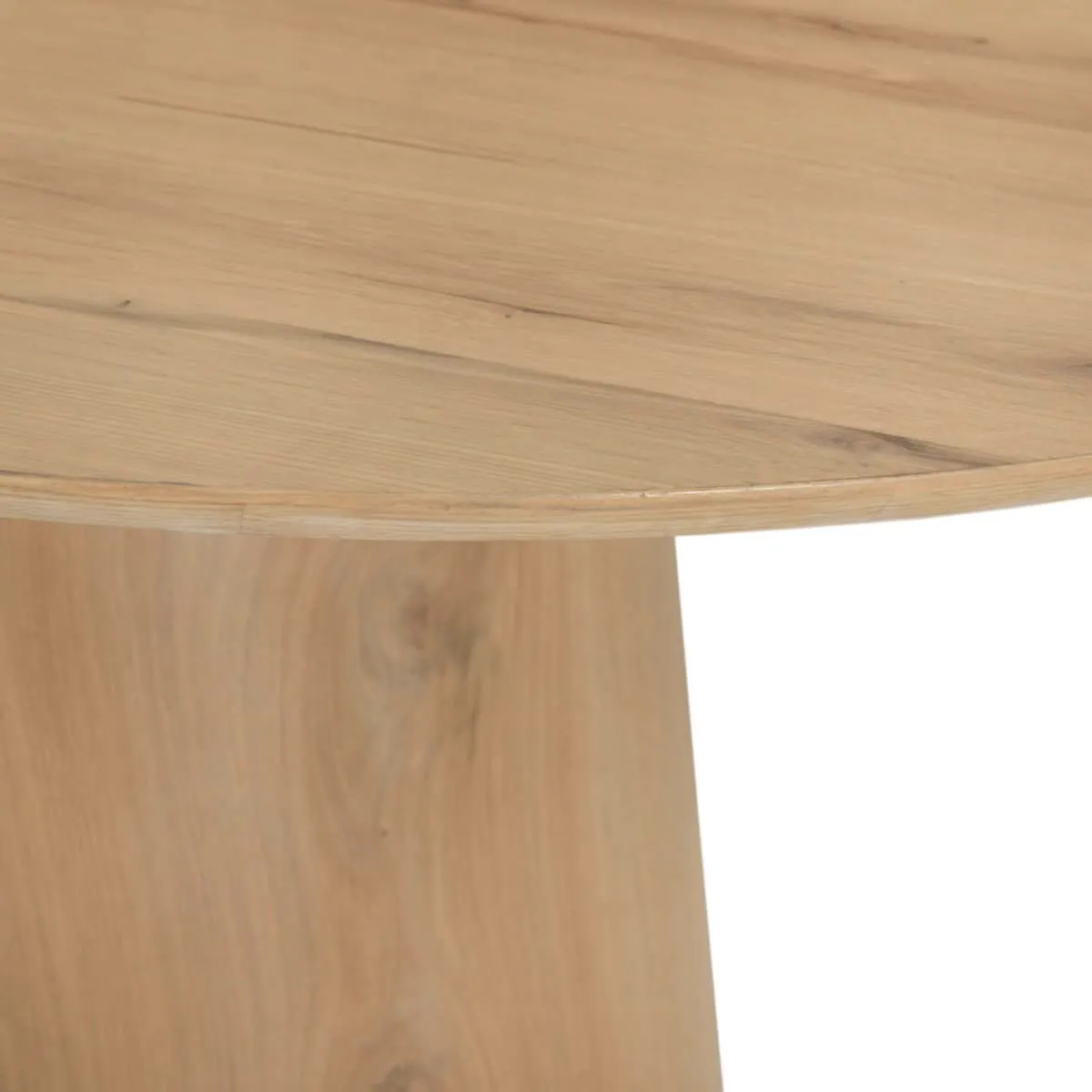 Detailaufnahme des Couchtisch Novero oval 120cm mit der runden Tischkante und einem Teil des Beines - Livingfurn