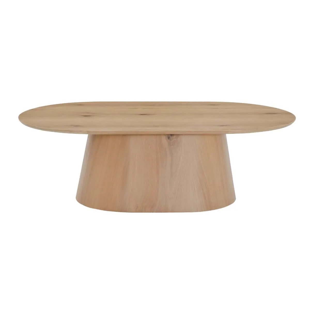 Couchtisch Novero oval 120cm auf weißem Hintergrund, von vorne fotografiert - Livingfurn
