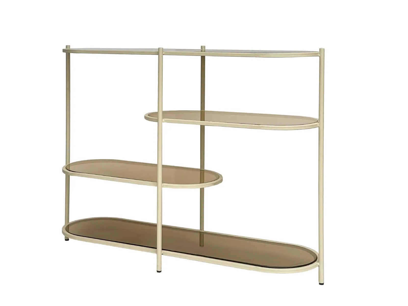 Wandschrank Brix Jill Off White 90cm auf weißem Hintergrund, mit drei ovalen Ablagen