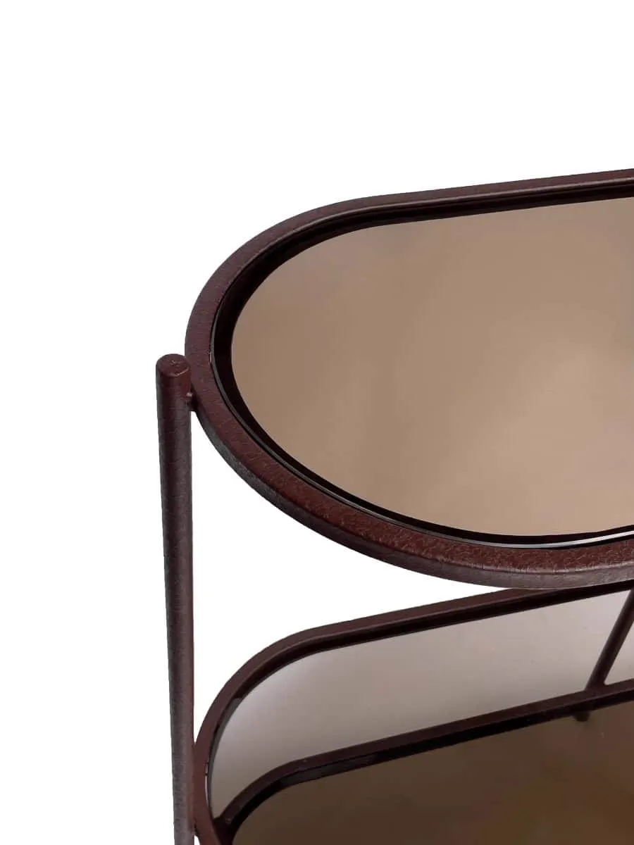 Nahaufnahme der oberen zwei Regalböden des Wandregals Brix Jill Burgundy 90cm auf weißem Hintergrund