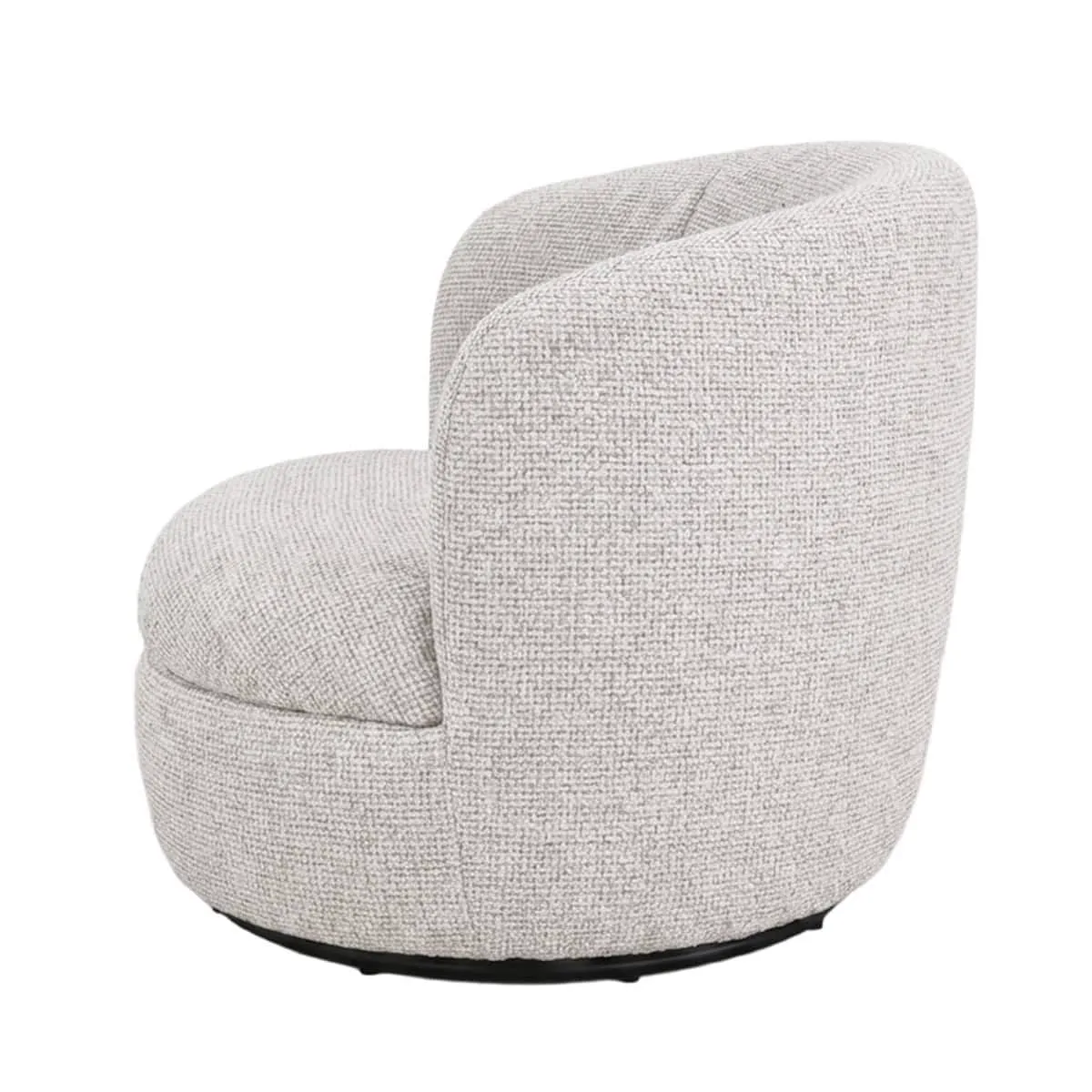 Der Sessel Britt Beige, von der Seite auf weißem Hintergrund gesehen, mit einer deutlichen Webstruktur - Livingfurn
