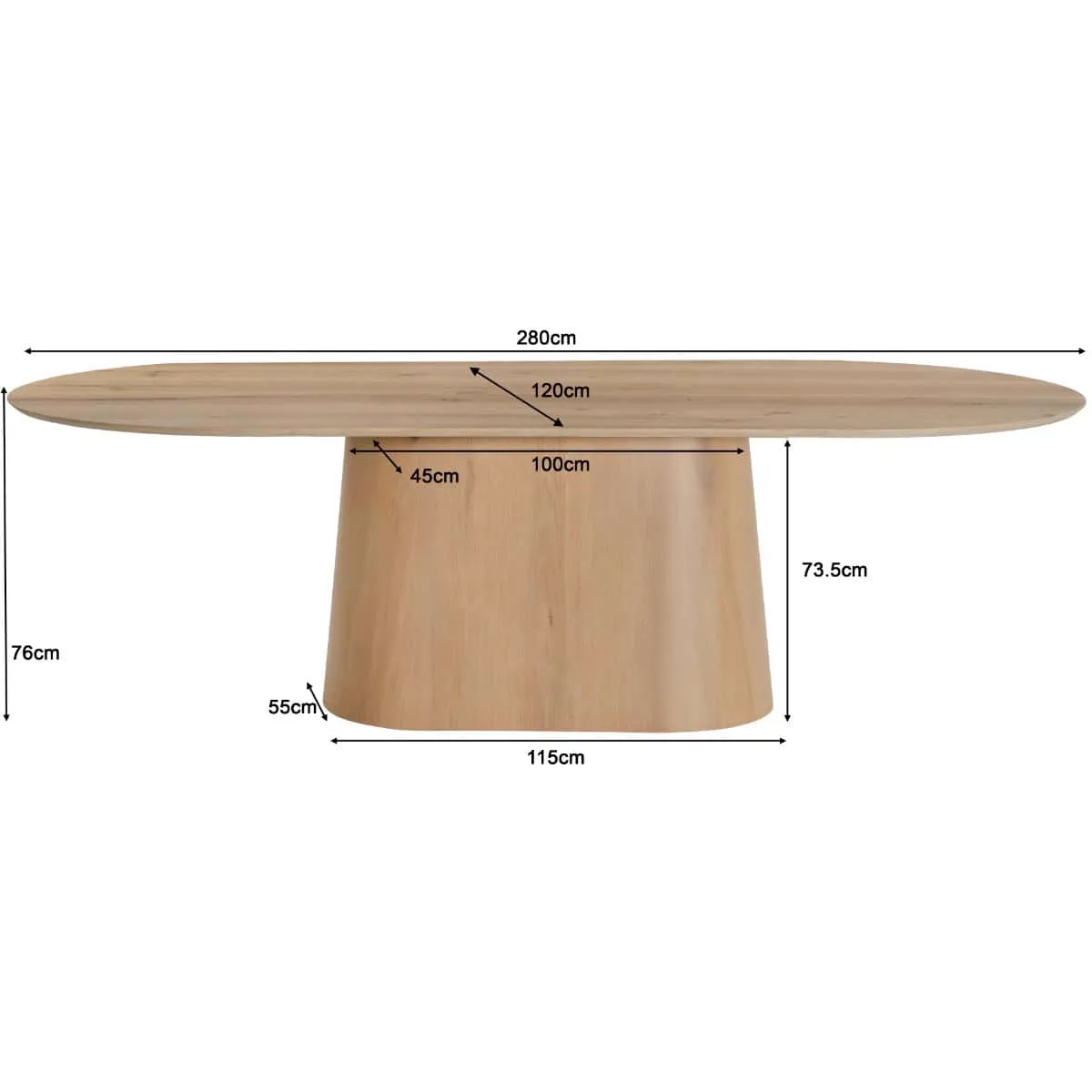 Dining Table Novero 280cm - Livingfurn