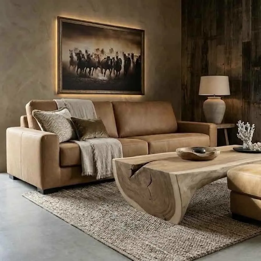 4-Sitzer Sofa Kentucky + Hocker | Africa Leder Caramel - Het Anker, foto 2