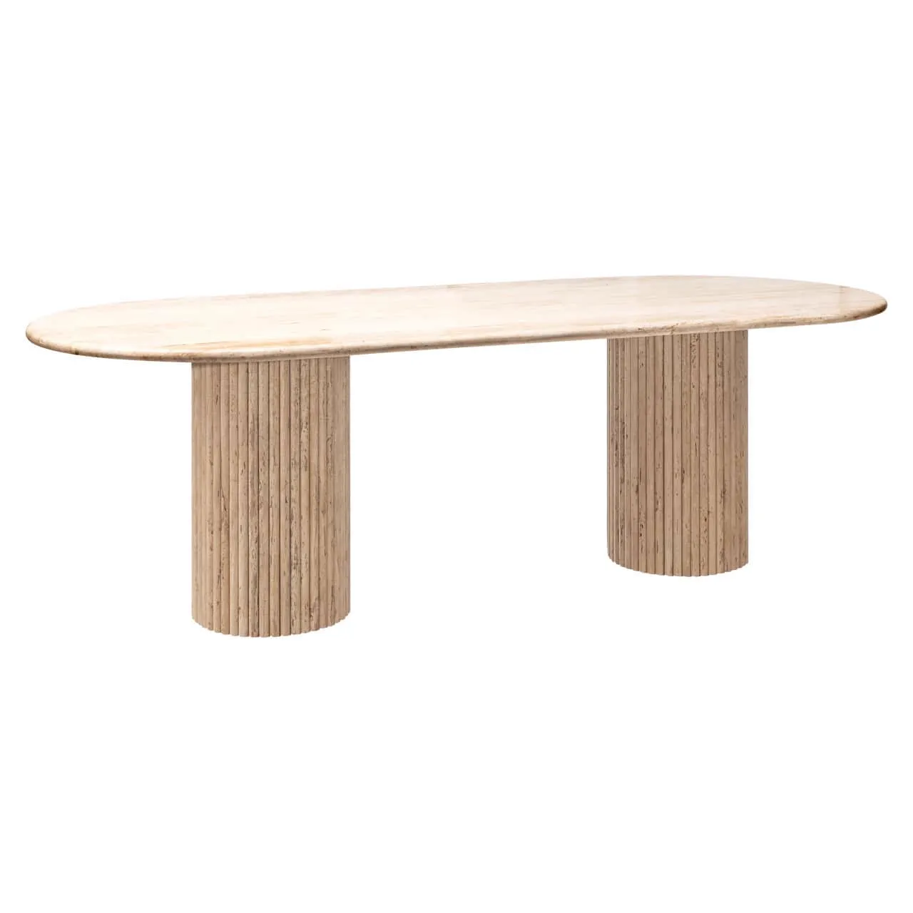 Esstisch La Cantera beige 240 auf weißem Hintergrund, von vorne fotografiert - Richmond Interiors