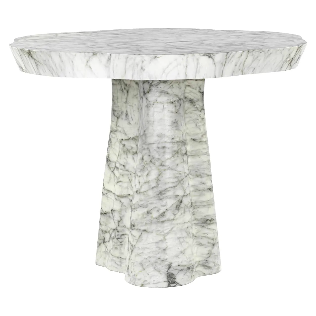 Outdoor Esstisch Rockyard white marble look 100Ø auf weißem Hintergrund, schräg von oben fotografiert - Richmond Interiors