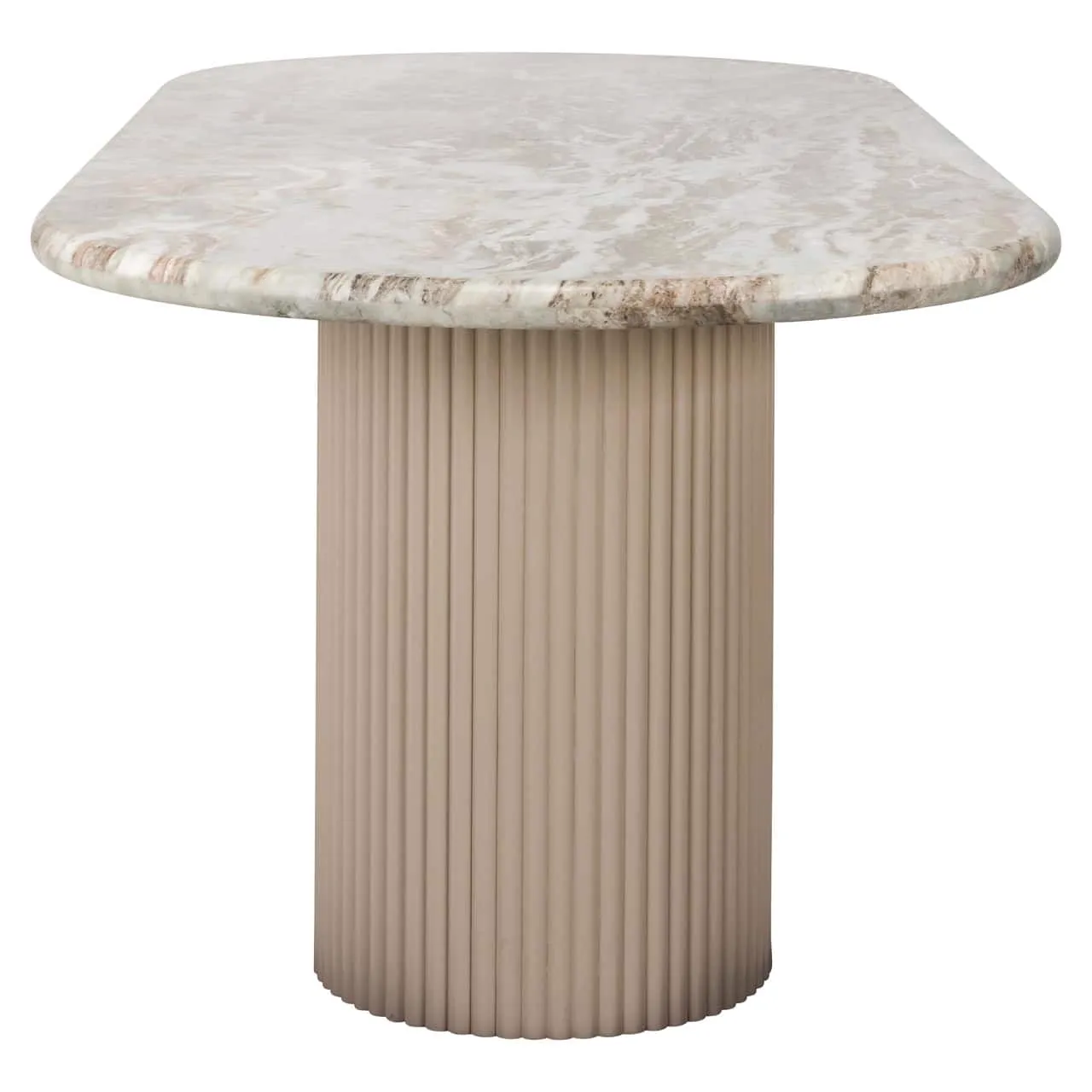 Esstisch Coronel Blush beige 240 auf weißem Hintergrund, aus einer leicht niedrigen Perspektive - Richmond Interiors