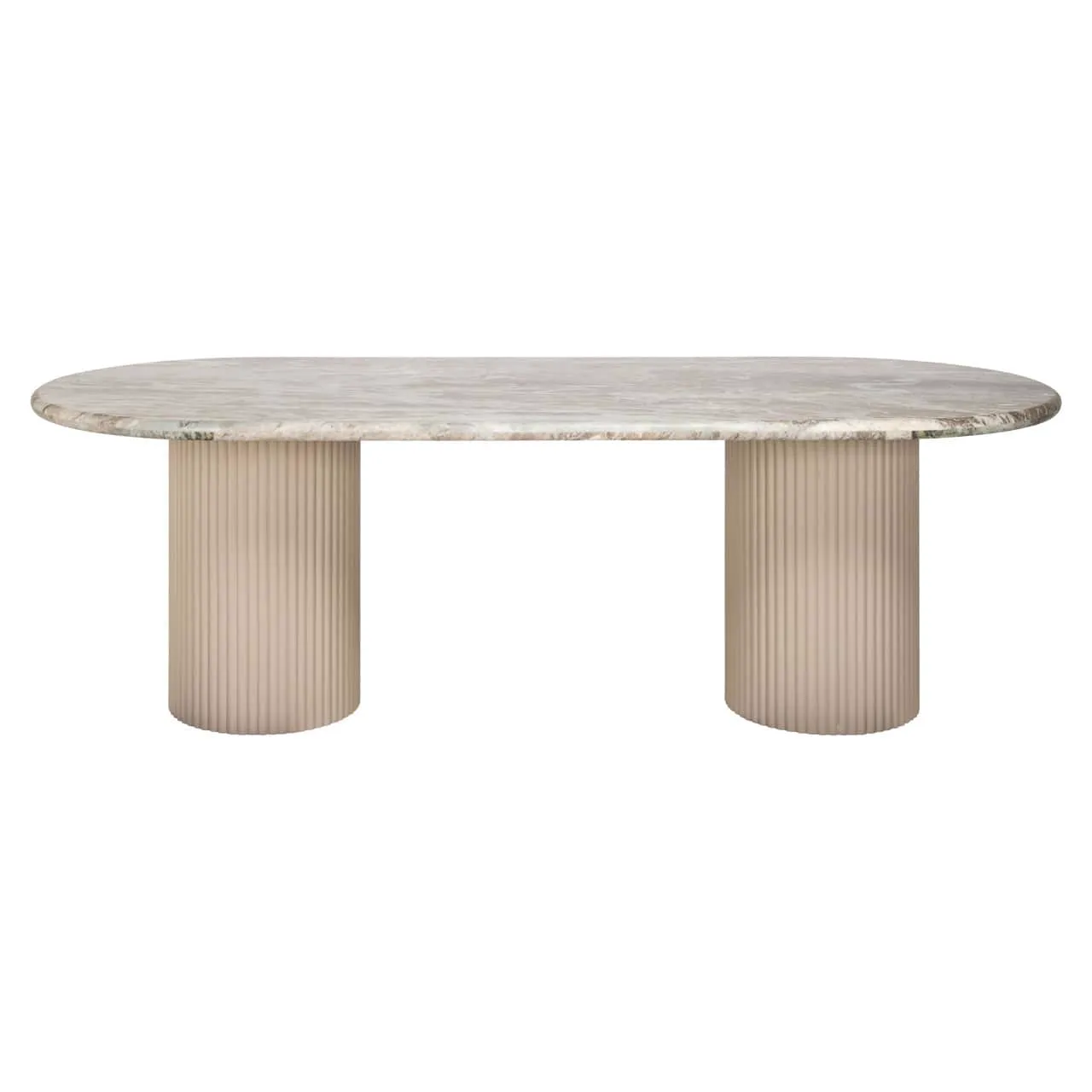 Esstisch Coronel Blush beige 240 auf weißem Hintergrund, von vorne fotografiert - Richmond Interiors