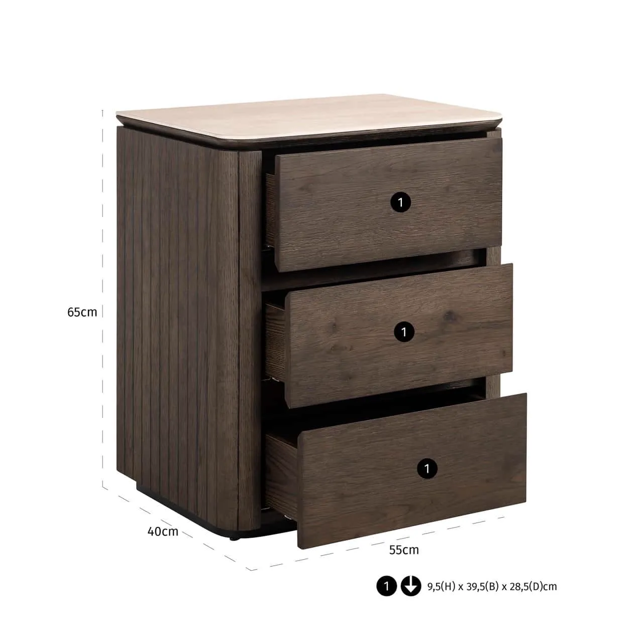 Ritz brown Bedside Table - Richmond Interiors