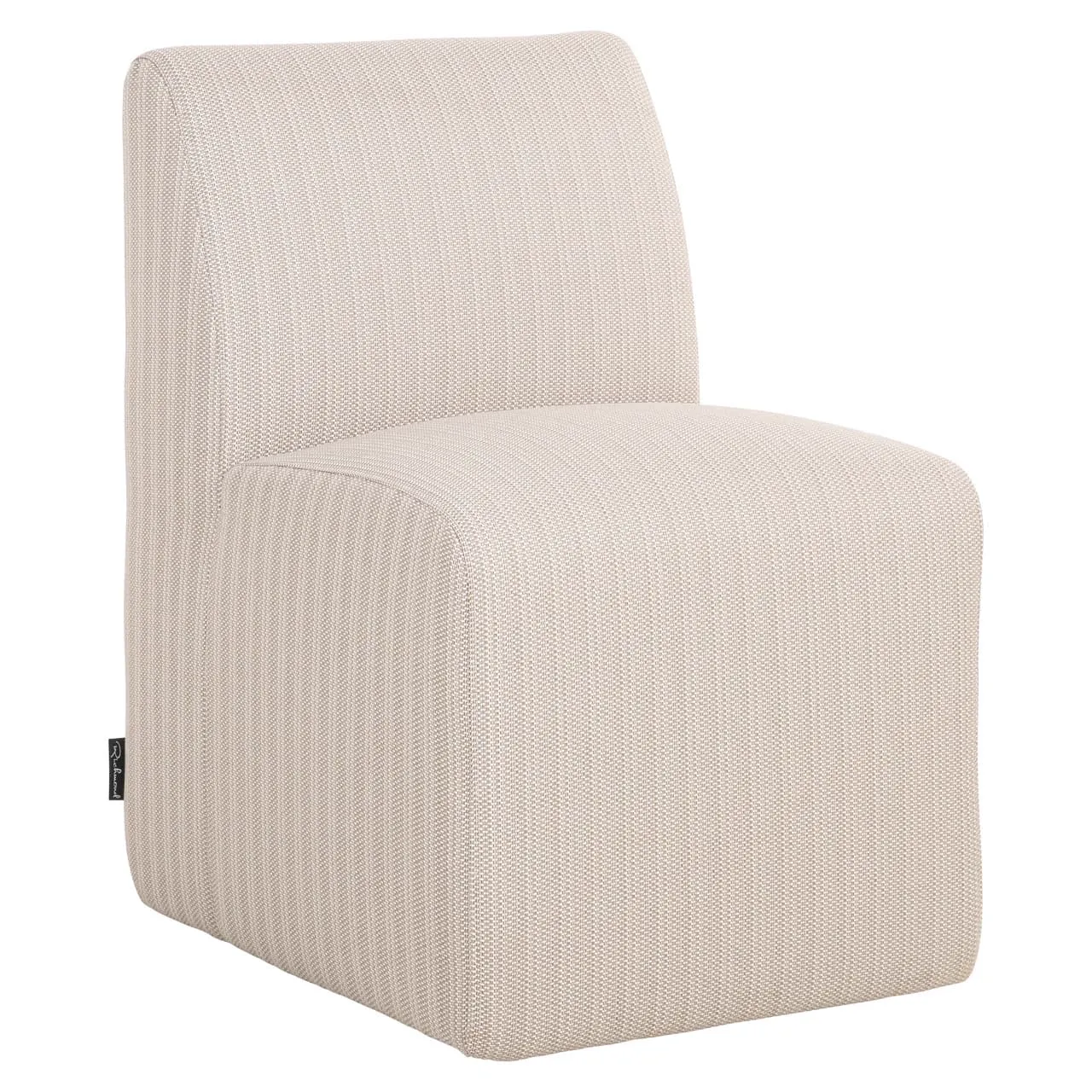 Outdoor Essstuhl Riva beige auf weißem Hintergrund, schräg von vorne fotografiert - Richmond Interiors