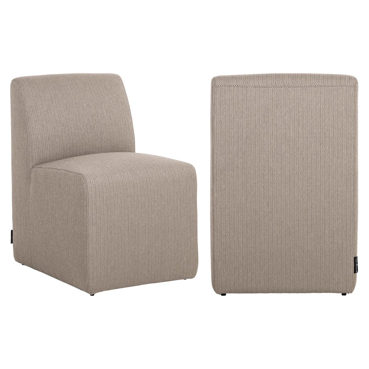 Outdoor Esszimmerstuhl Riva taupe auf weißem Hintergrund, von der Seite und hinten gezeigt - Richmond Interiors